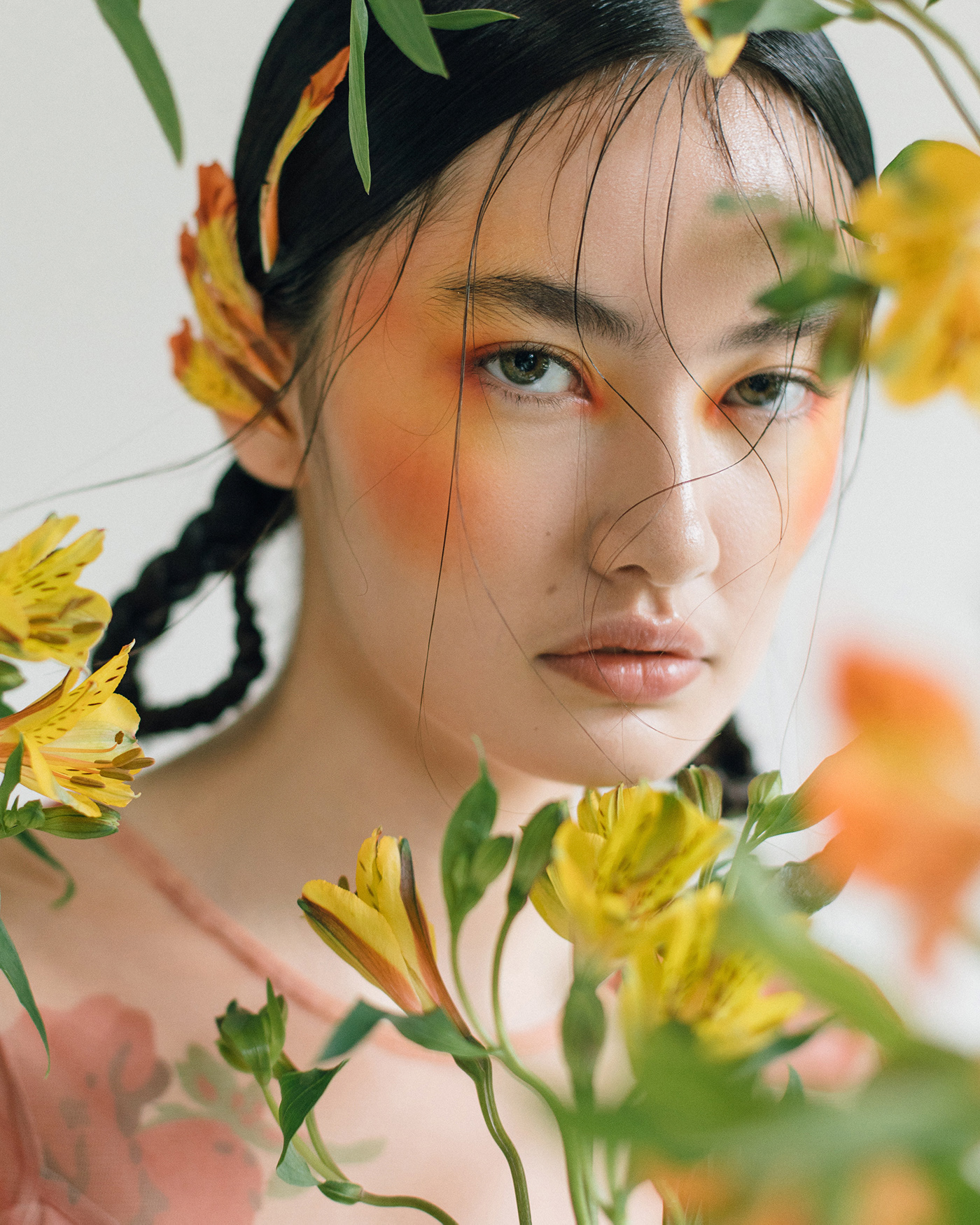 asian beauty Fashion  flower makeup model