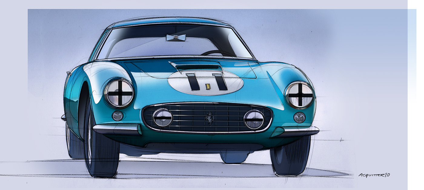 art Cars design Drawing  FERRARI ILLUSTRATION  lamborghini Porsche renault sketches