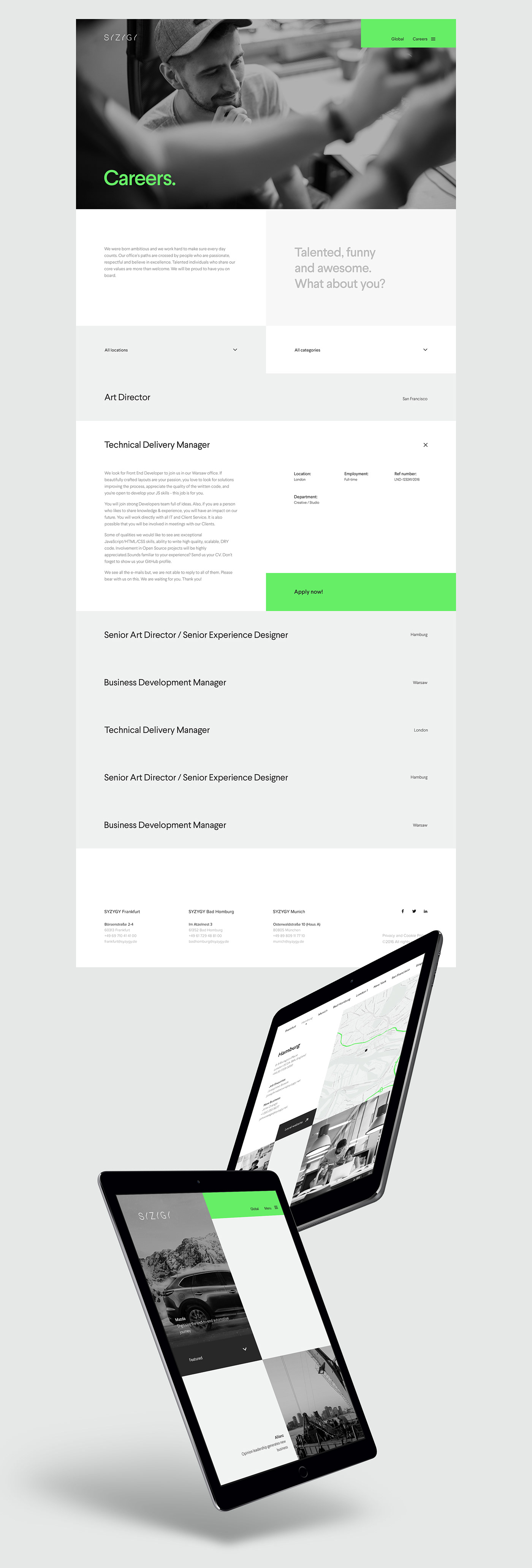 syzygy Webdesign Global Website rwd minimal black and white monochrome