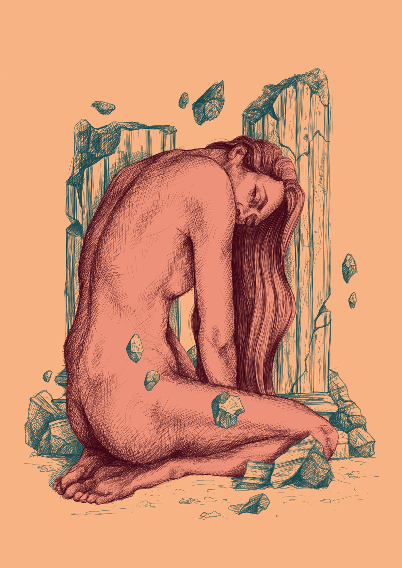 monicaldasanz digital illustration art woman feelings artwork pencil portrait anatomy Poetry 
