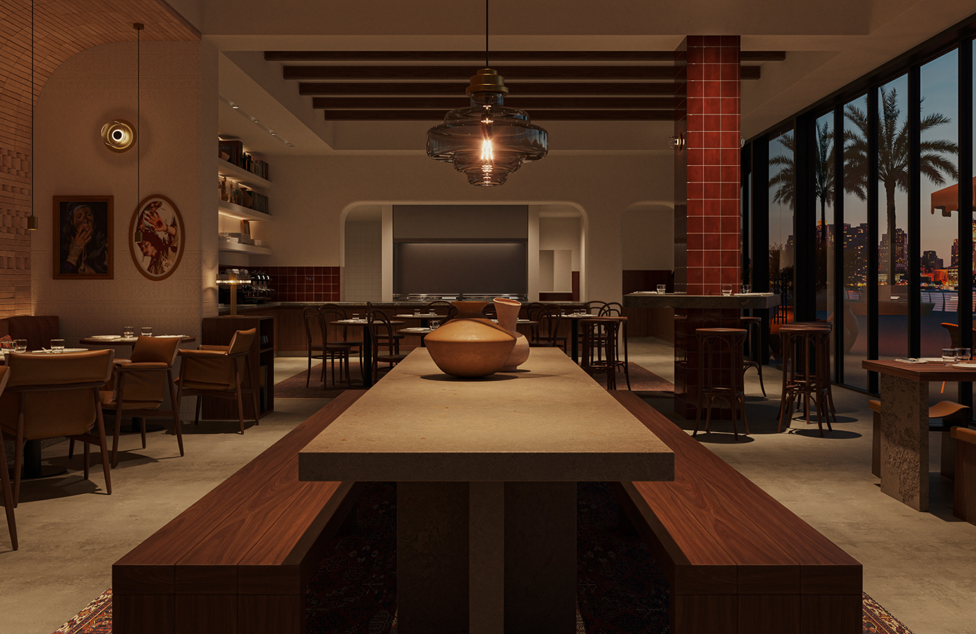 interior design  Render visualization architecture branding  restaurant visual identity turkish Anatolia furniture