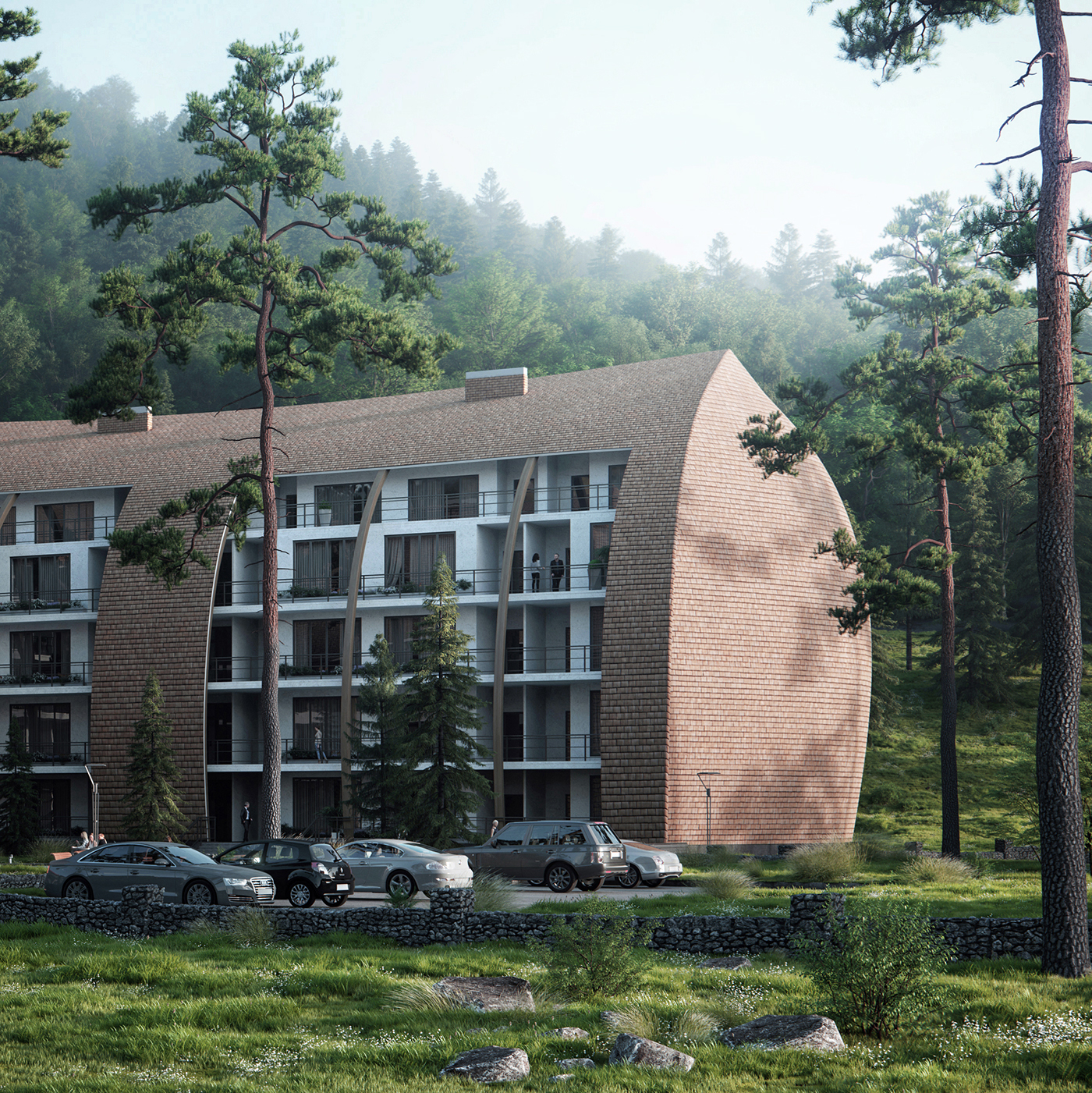 architecture Georgia residental complex housing forest environment mood lunas3d