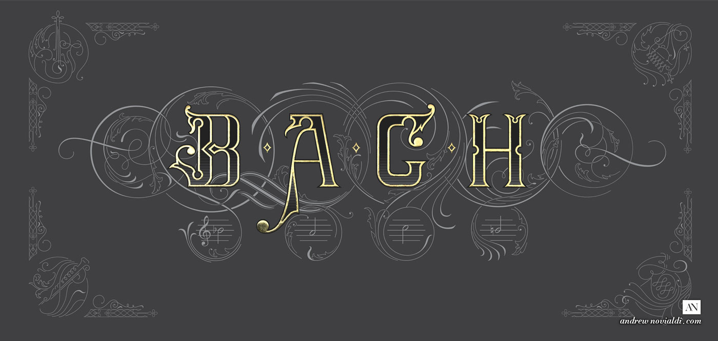 bach the art of fugue filligree lettering typography   angela hewitt contrapunctus gold gilding