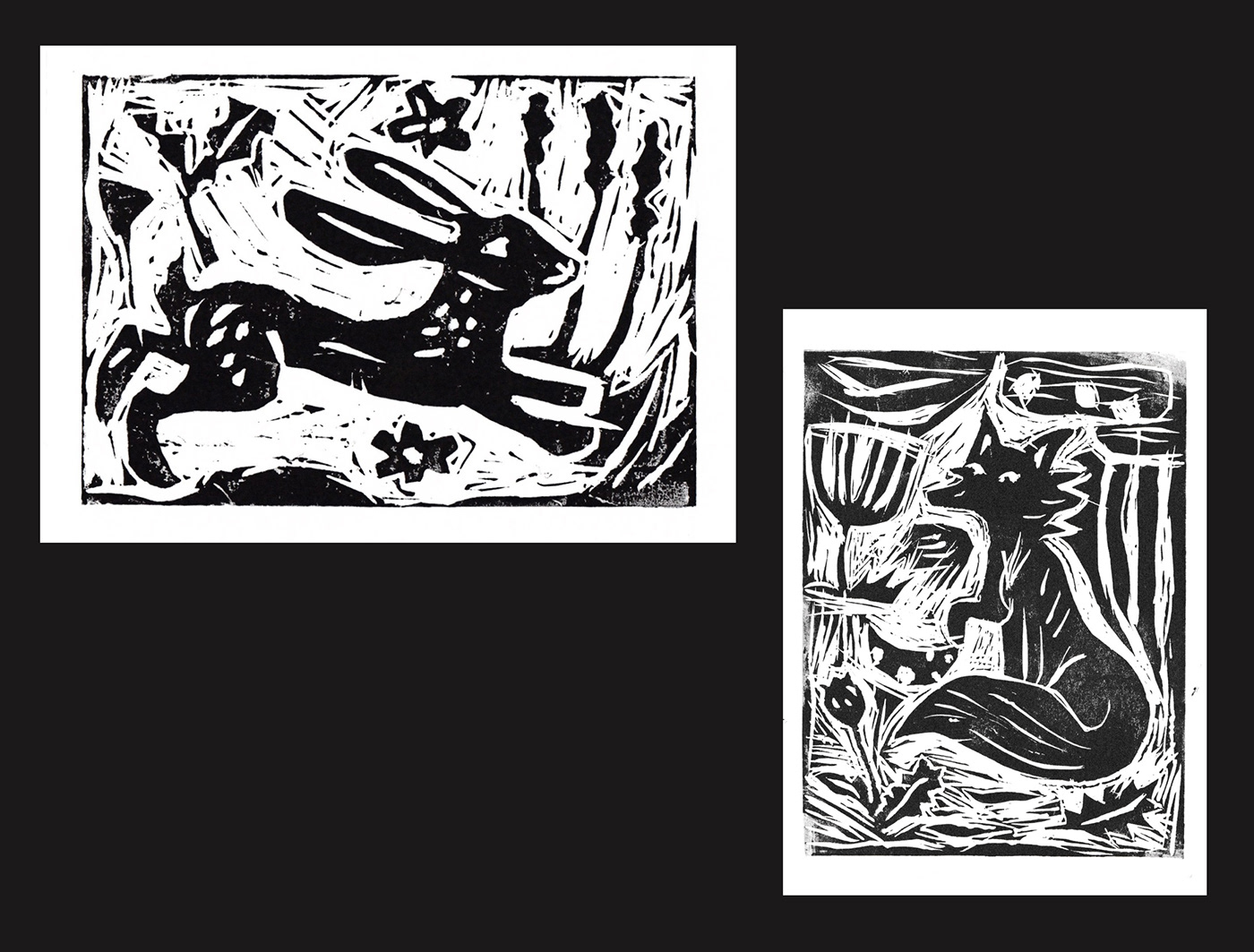 Aesop crow engraving Fables FOX hare linocut linoleum lion visual