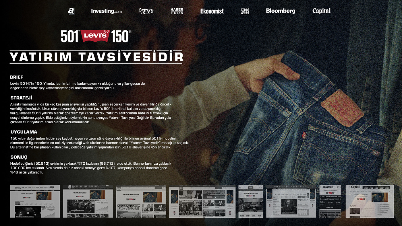levi's Levi's 501 caseboard CaseStudy jeans Fashion  marketing   banner Felis ödülleri yatırım tavsiyesidir