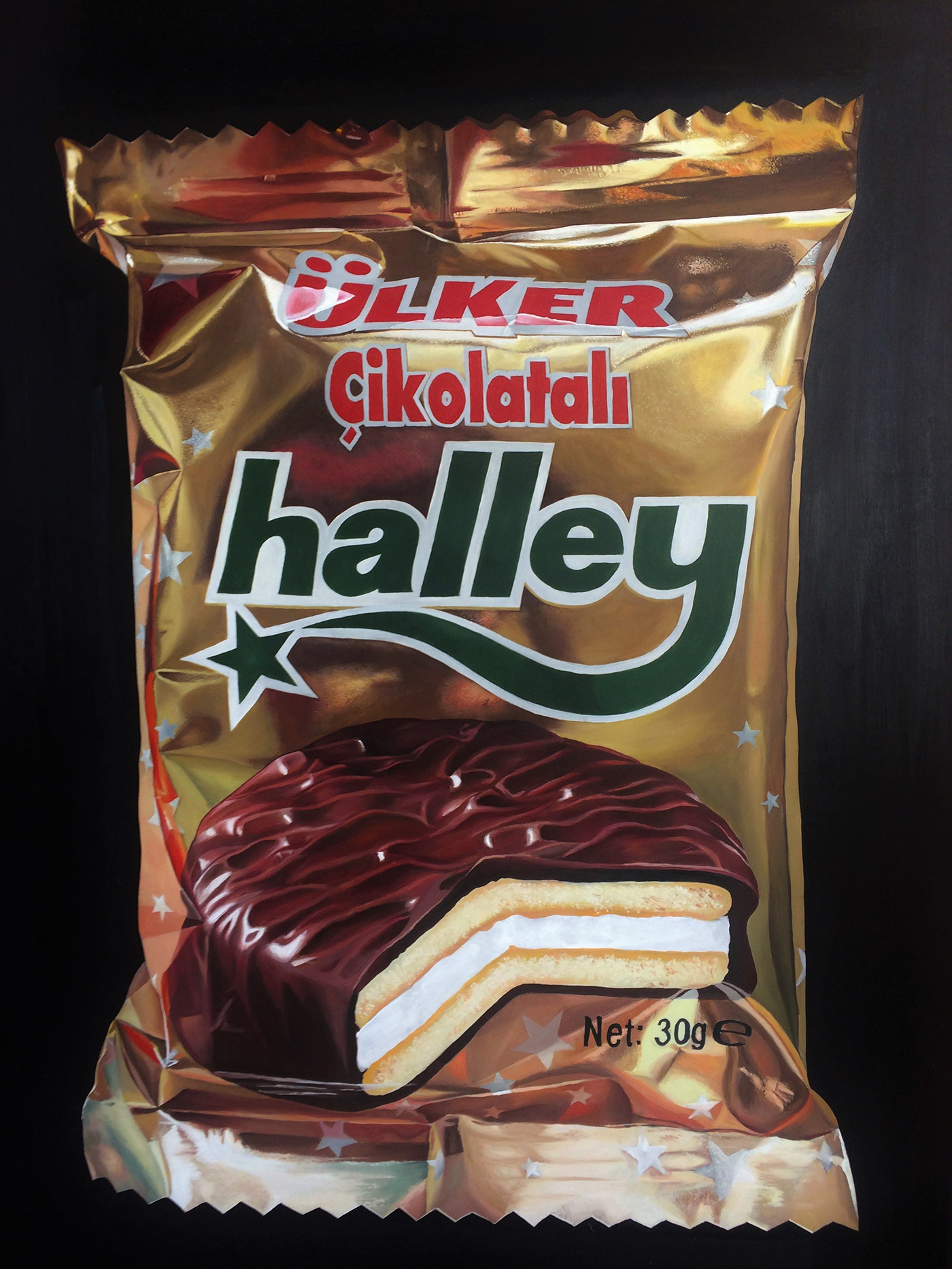 Halley hiperrealism hiperrealismo kapitalizm Tüketim ulker chocolate oilpanting photorealism photorealistic