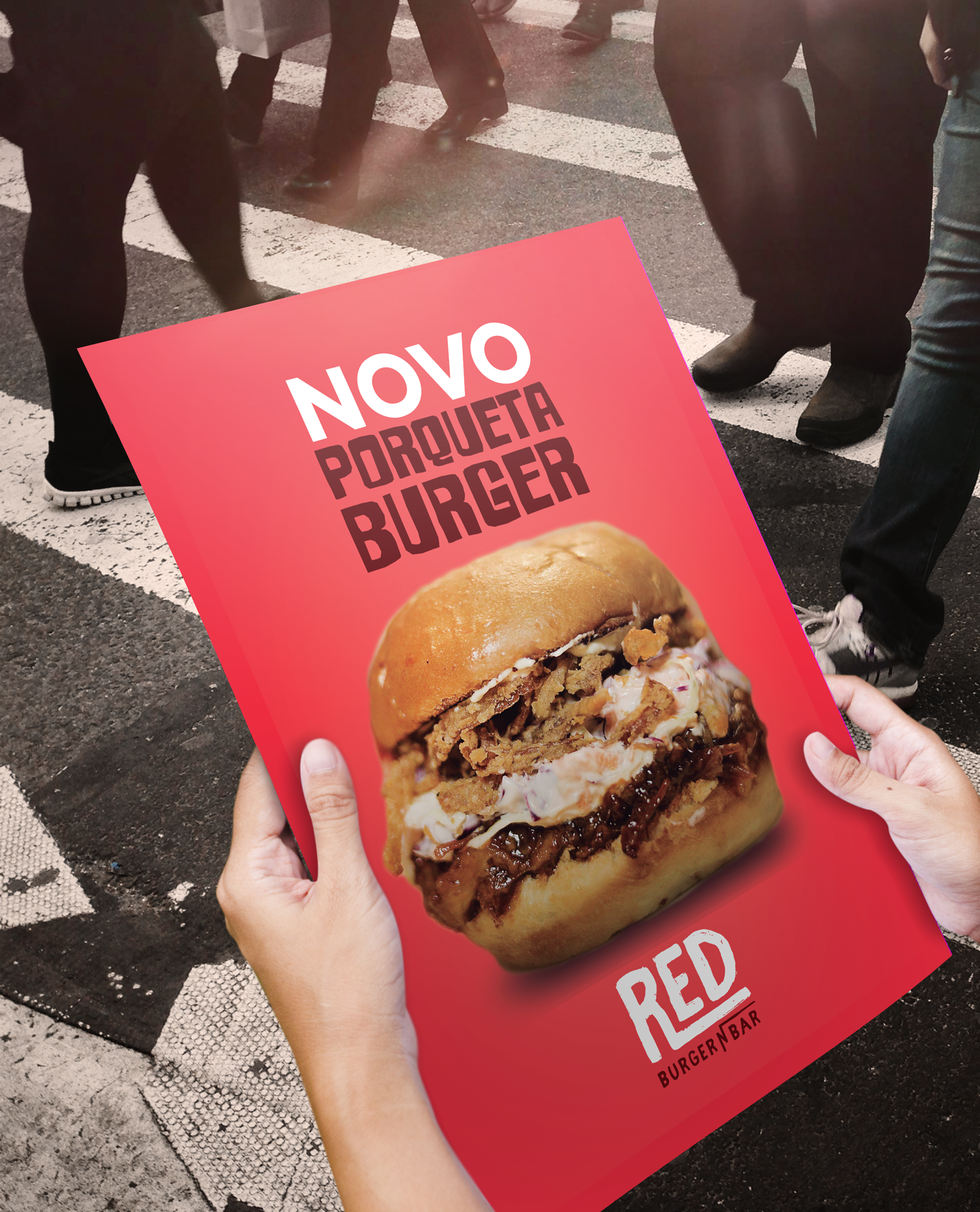 burger social media Mockup brand bull red add hamburger salvador restaurant
