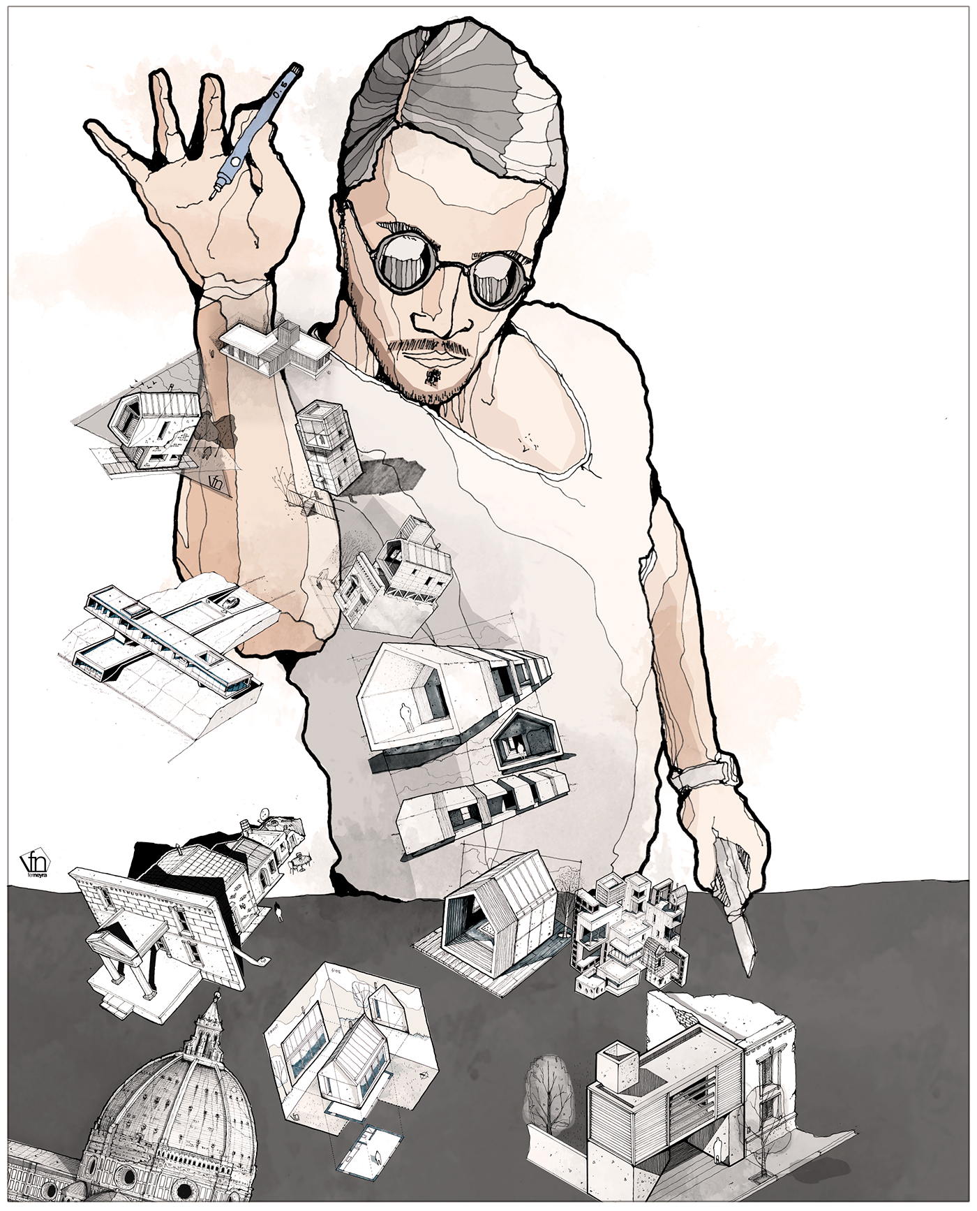 Salt saltbae Meme sketch architecture draw