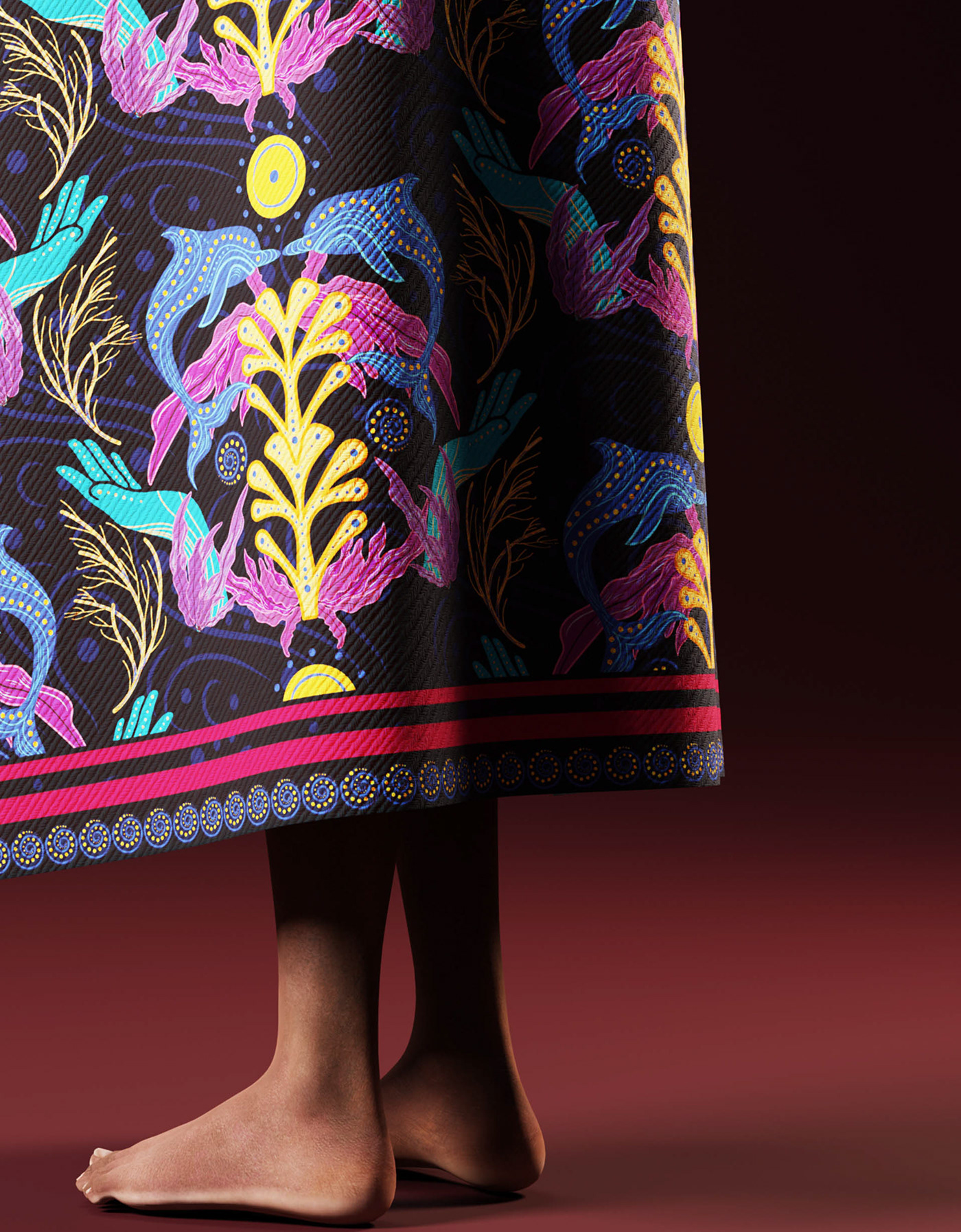 collage Ethnic Fashion  fashion illustration ILLUSTRATION  pattern Surface Pattern surreal textile Whale