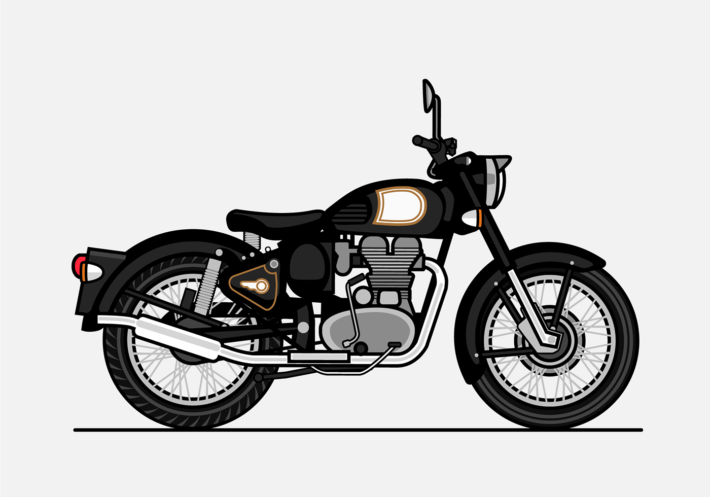 flat line illustration vector stroke Bike graphic motorcycle automobile series