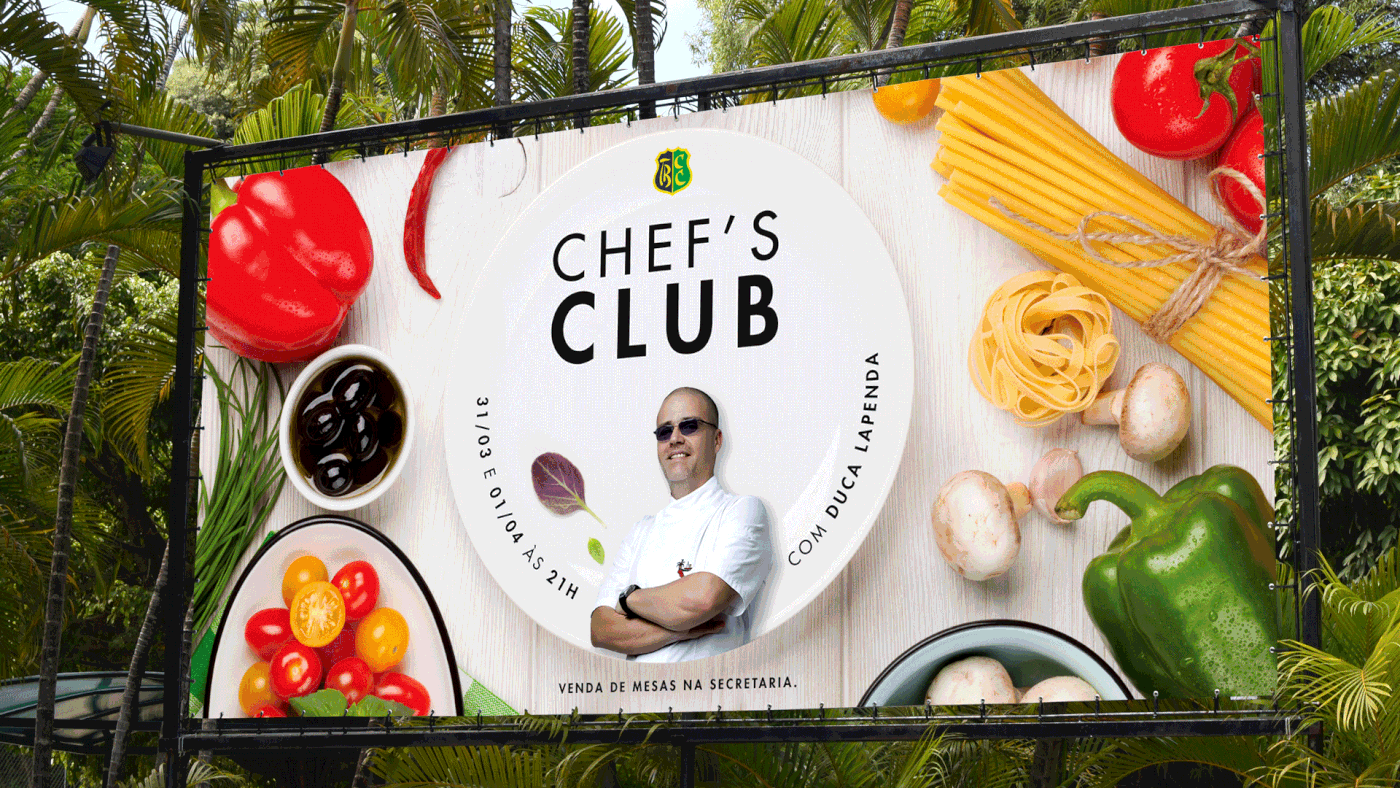Evento gastronomia chef's club British Country Club Direção de arte criação