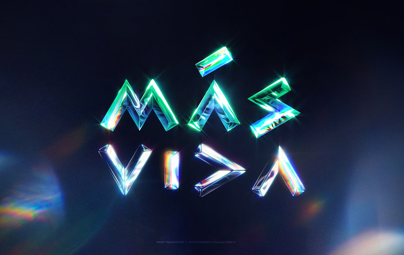 experiment Maney imagination Más vida more life typography   Victor Rosario 3D lettering