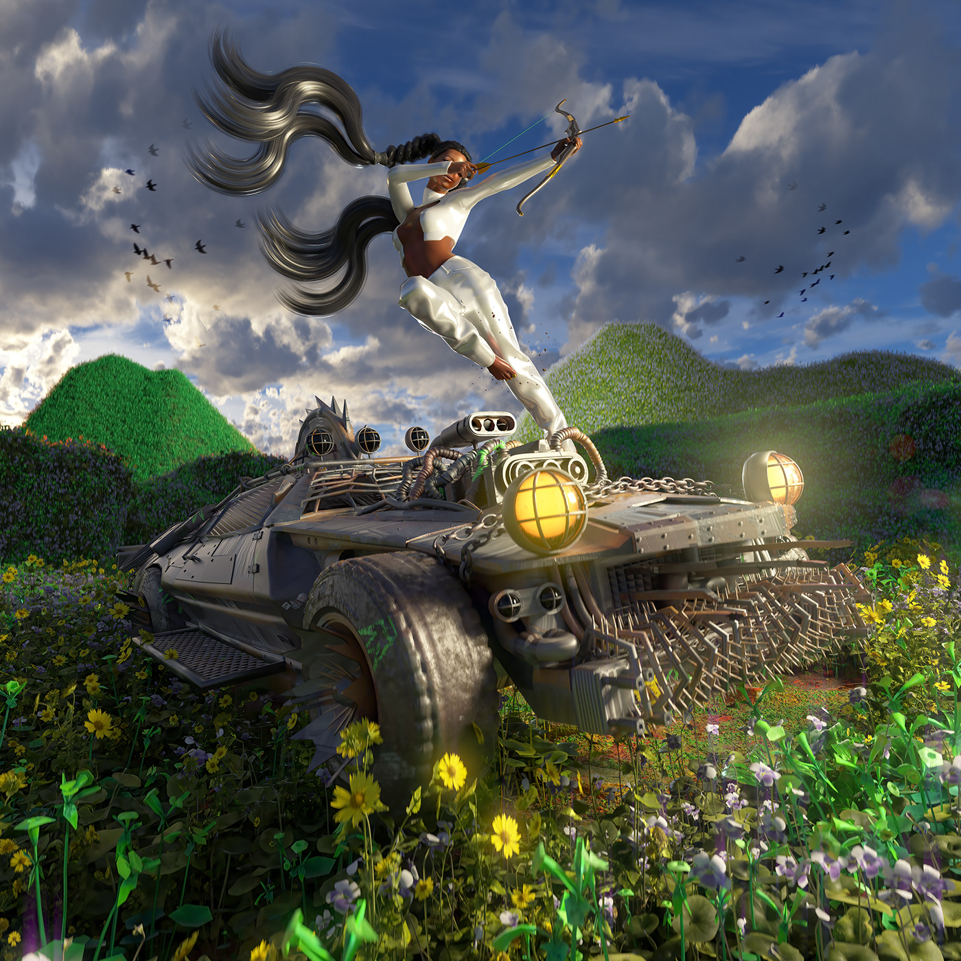 3d art album cover Environnement LYWW Mad Max oniric surreal tkay maidza