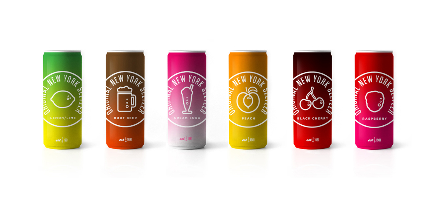 taxi bottle design Can Design food & drink bright colours New York Seltzer beverage beverage packaging NYS