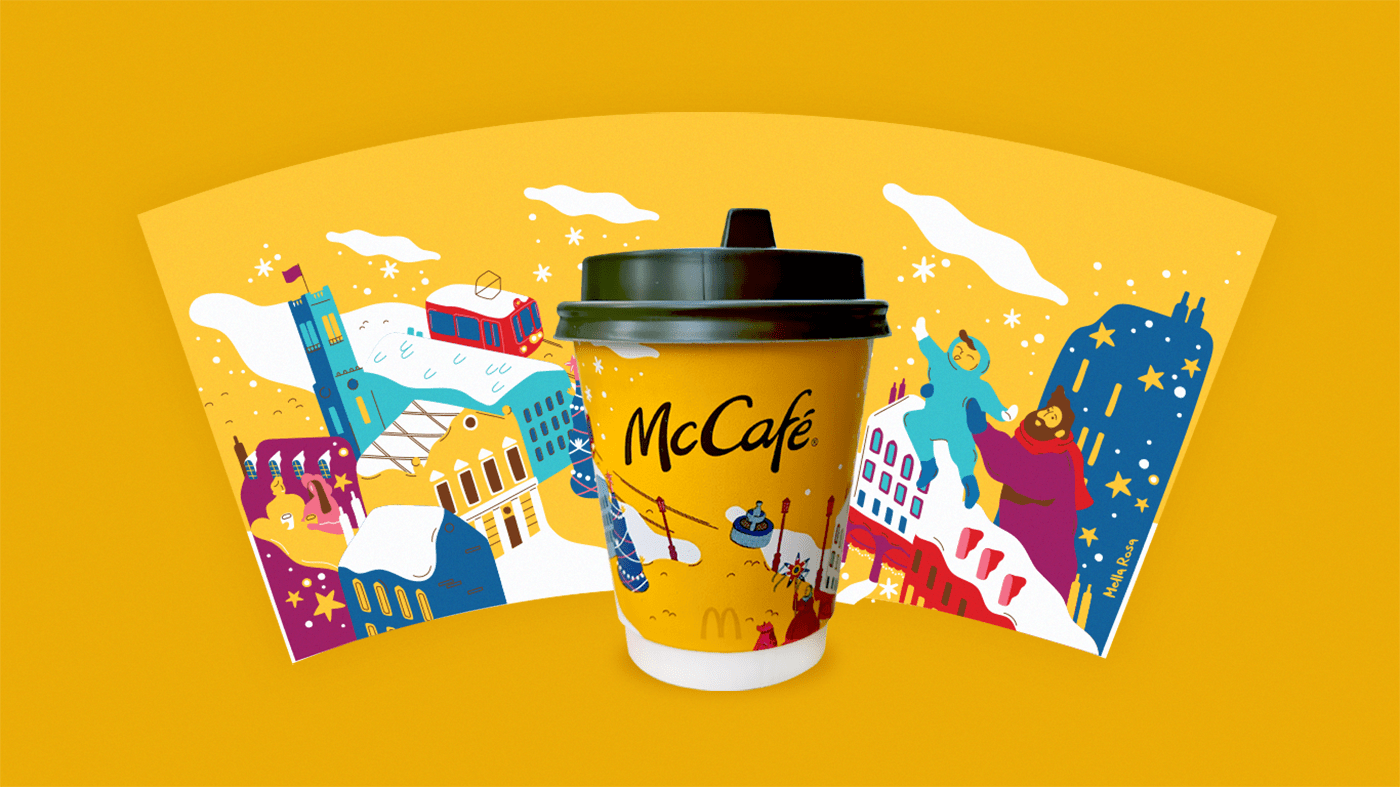 ILLUSTRATION  Lviv mccafe McDonalds package design  ukraine vector