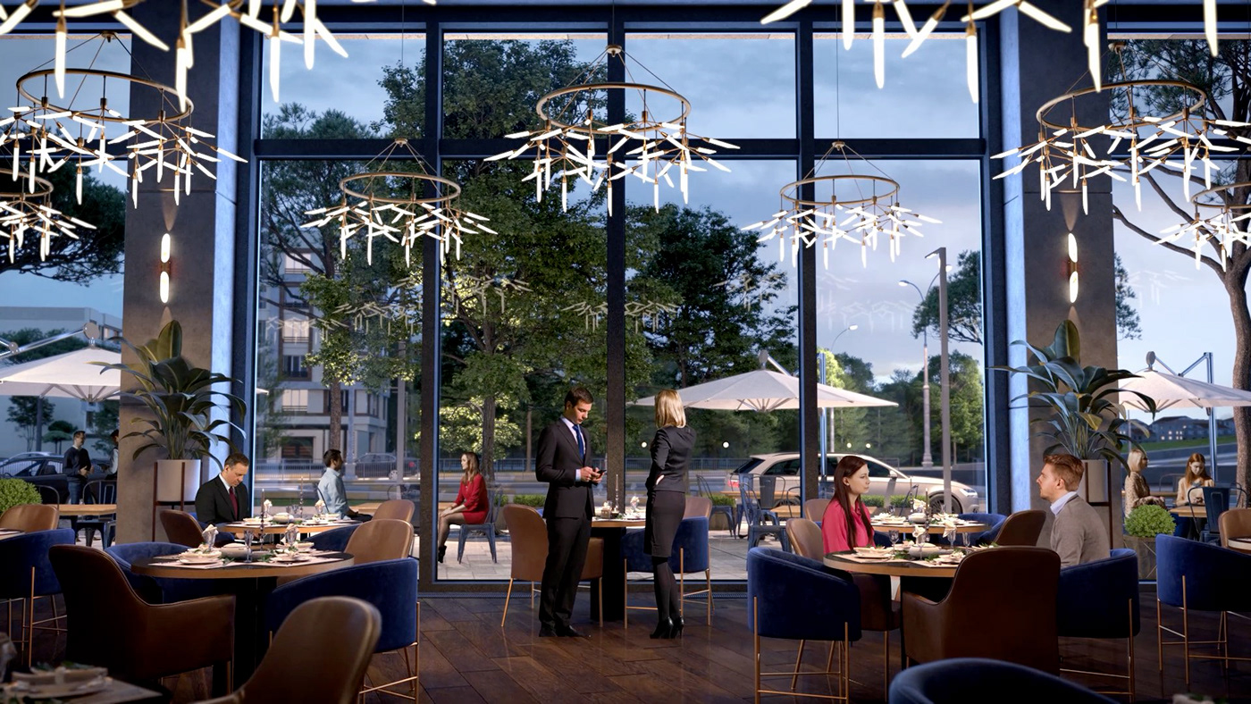 Restaurant interior 3d visualization