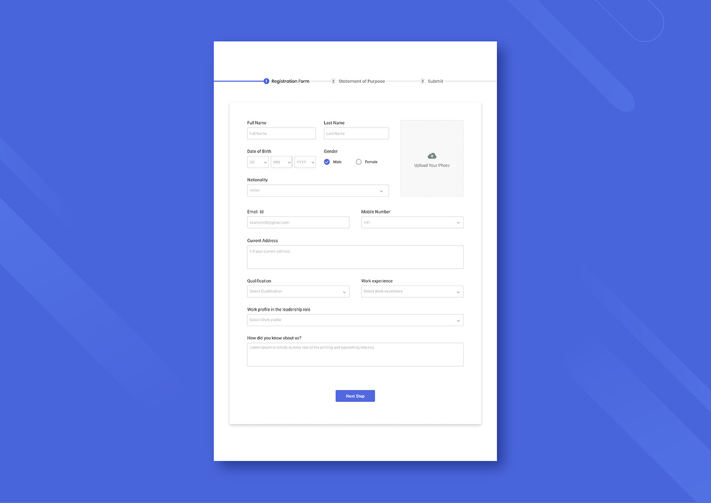 Figma Form Multi steps ui design wizard