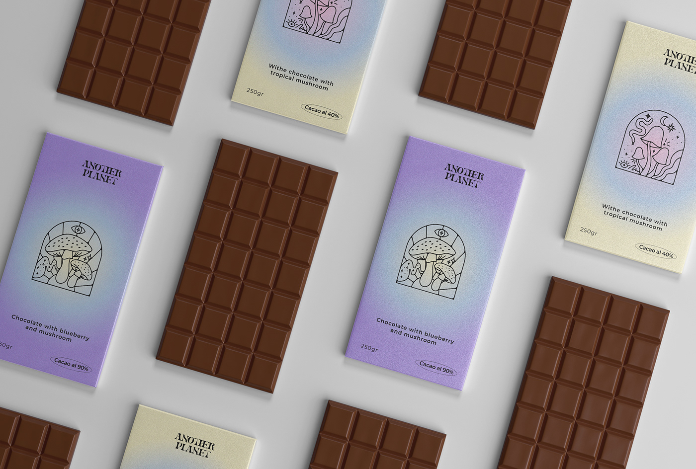 branding  degradados diseño de marca diseño gráfico ilustraciones basicas ilustraciones de setas inspiración de empaques packaging chocolate packaging divertido texturas