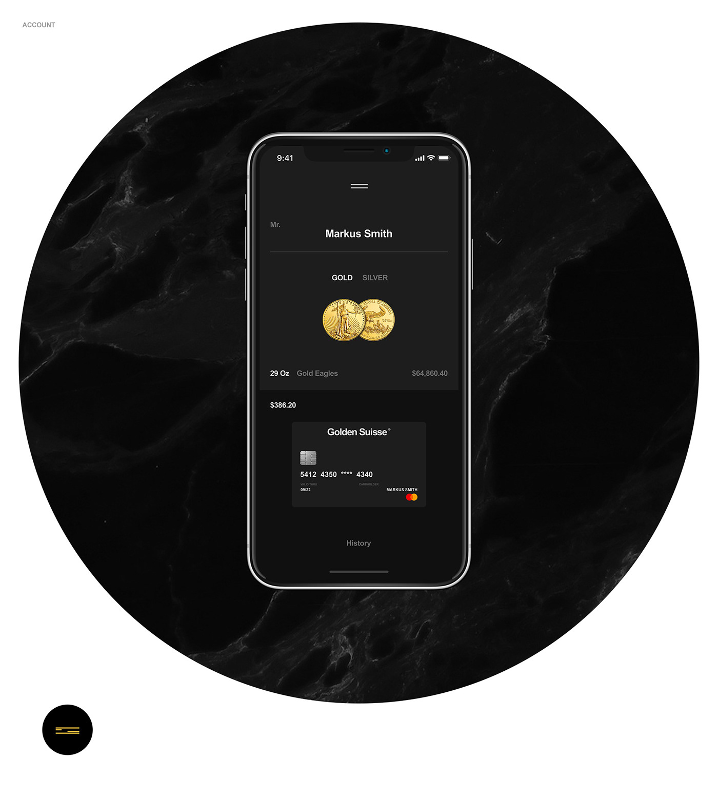 mobile app promo banking money Web Appdesign minimal gold black