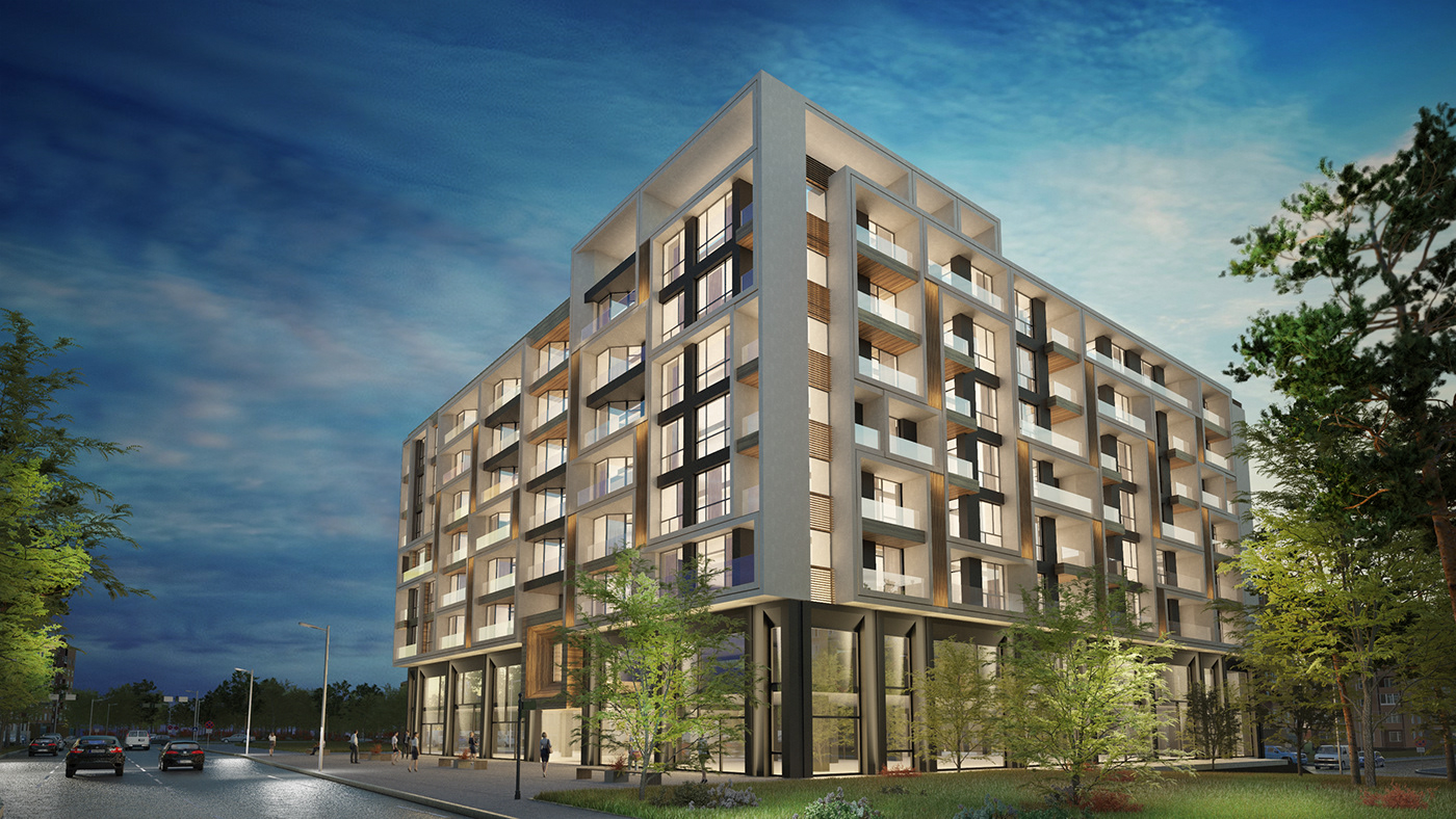 apartment building 3D modeling visualisation design architecture exterior