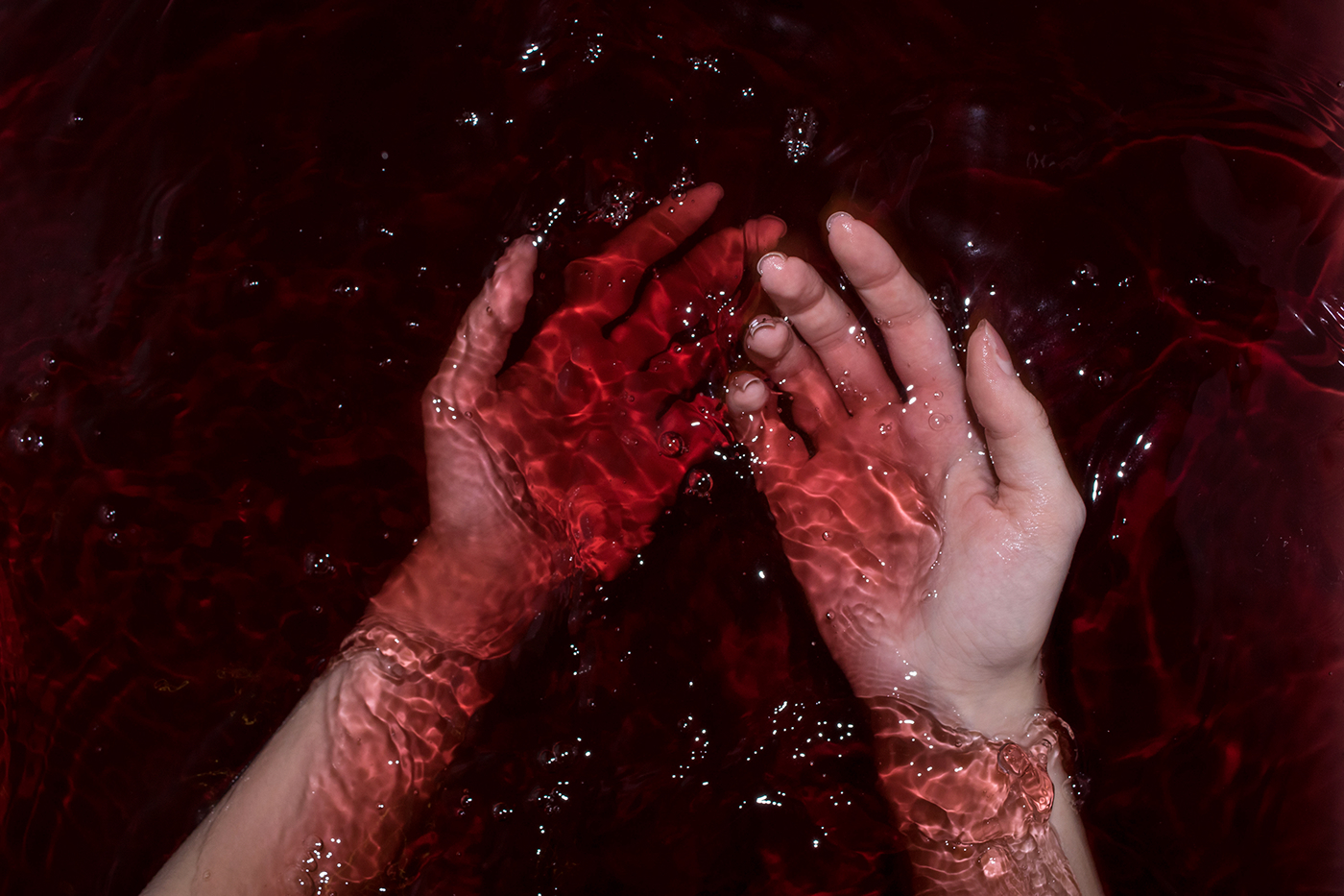 red bath experimental art blood depression anxiety Drowning girl body bath