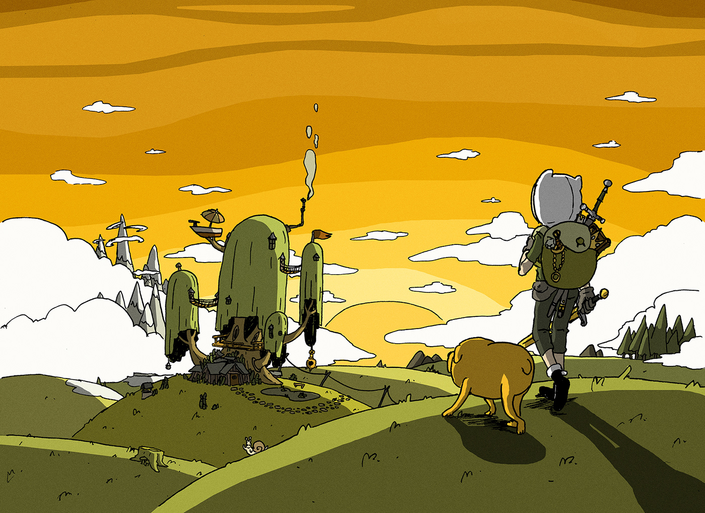 adventuretime adventure cartoonnetwork Finn Jake Sword Tree  Landscape nostalgia friends