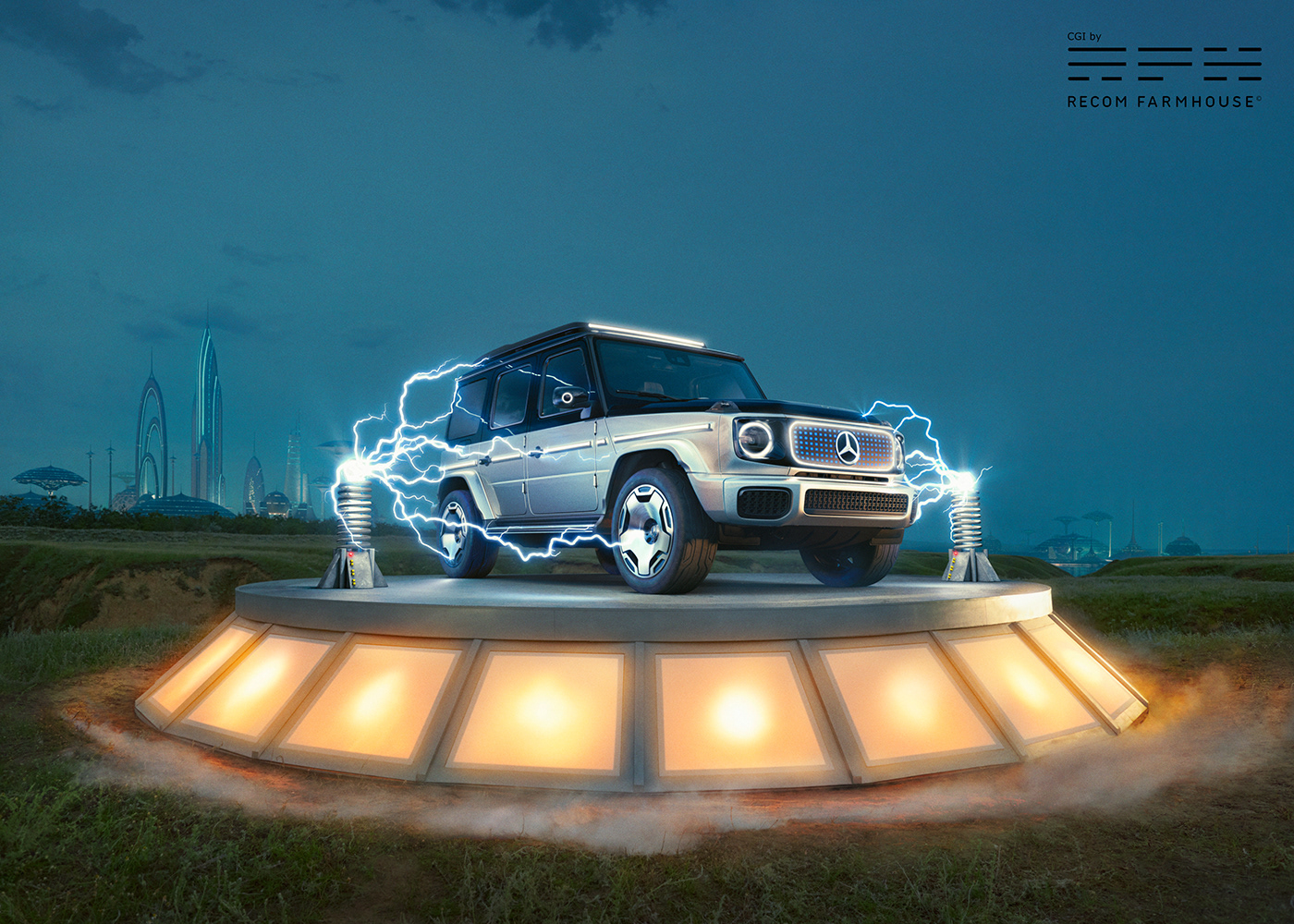 Photography  CGI retouching  automotive   mercedes-benz futuristic science fiction fantasy concept car Adobe Photoshop