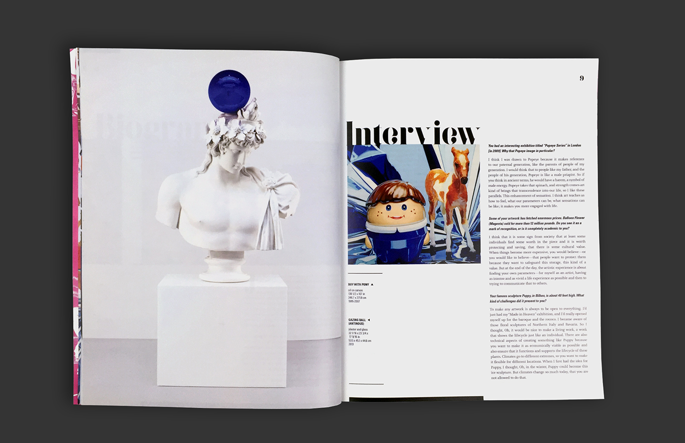 artists catalog Artists catalogue Catalogue catalog publication design magazine grid Transparency opaque Jeff Koons Layout