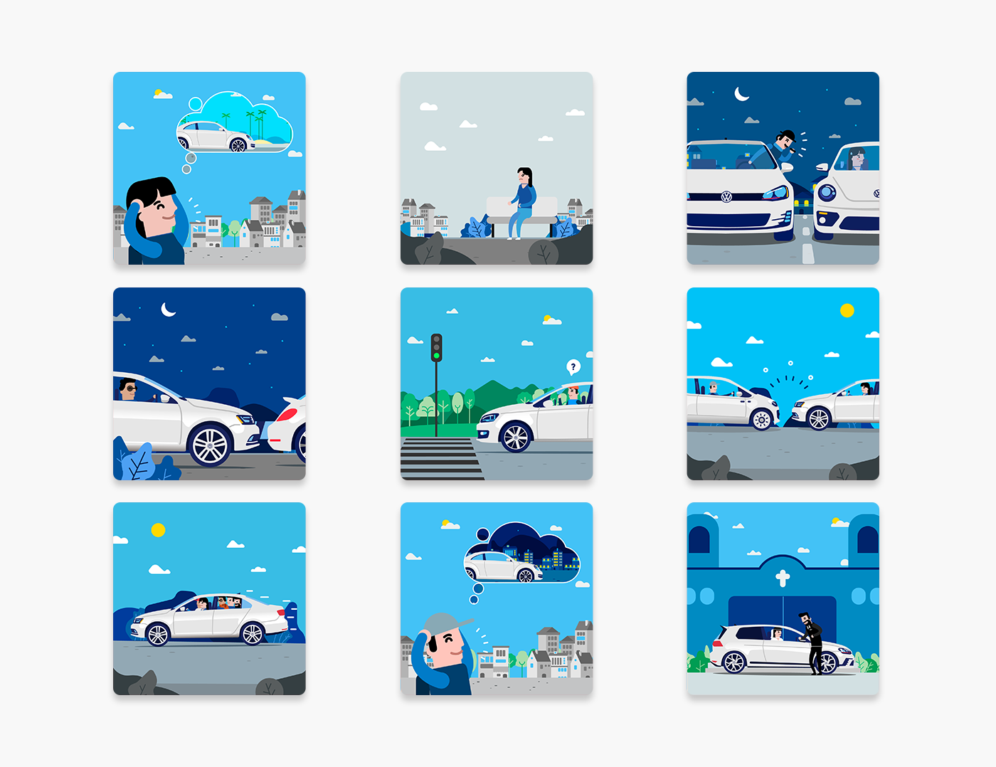 volkswagen ILLUSTRATION  Character design animation  car automovile social media motion graphics  people