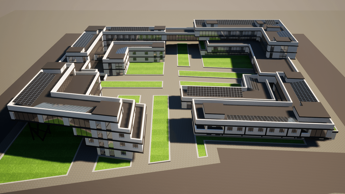 architecture architectural design CGI Render rendering visualization rehabilitation rehabilitation center exterior archviz