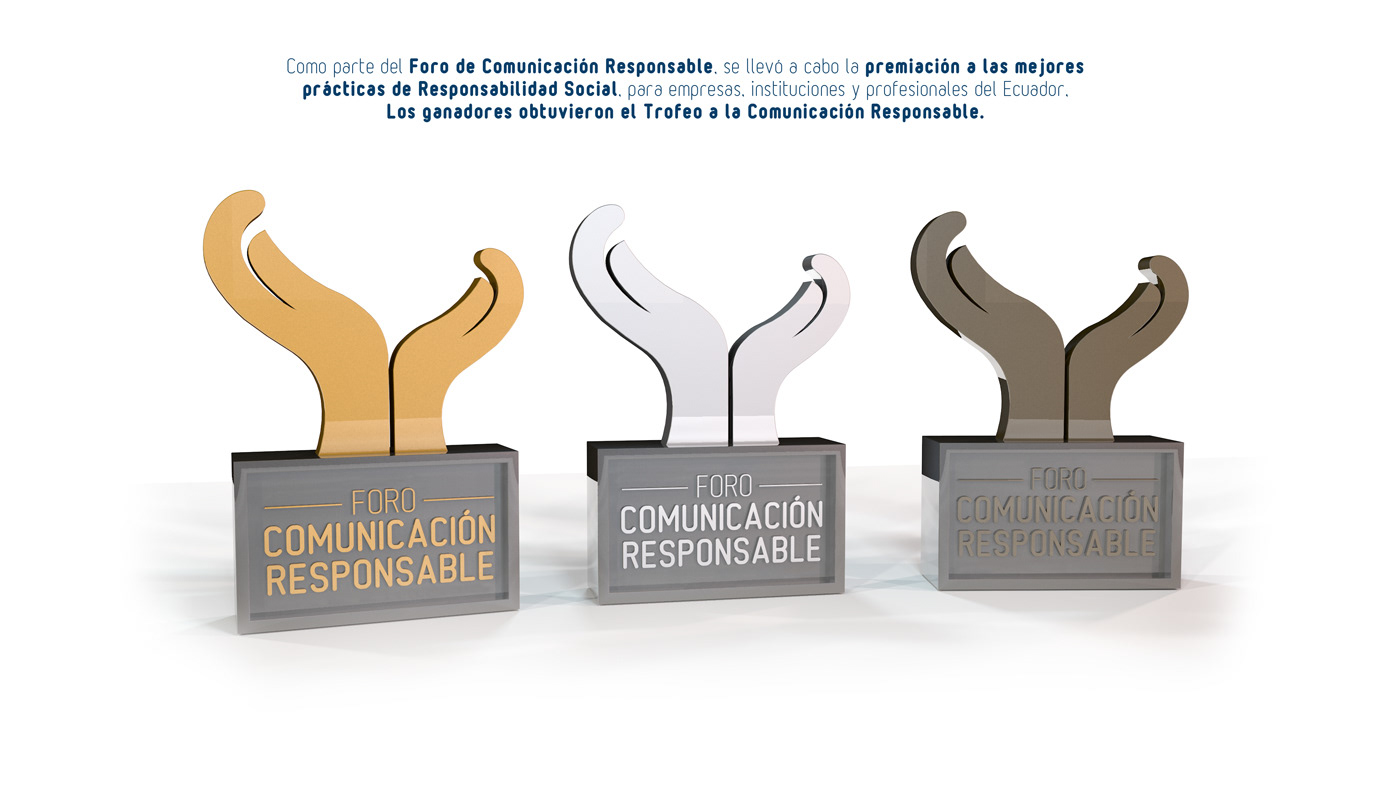 responsabilidad social diseño gráfico graphic design  identidad trofeo FORO comunicación relaciones públicas