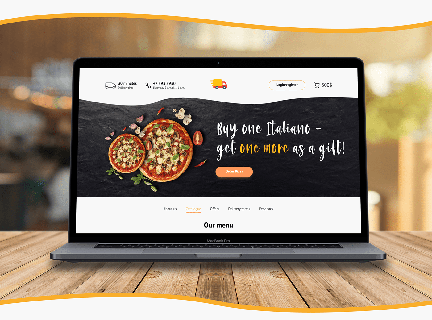 ux UI Web landing animation  Pizza concept page design web-design