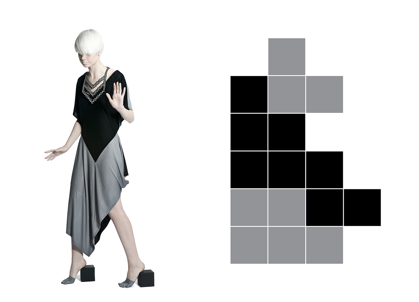 aroha silhouettes lisa shahno polyomino square Collaboration game шахно лиза шахно experimental fashion grid Minimalism