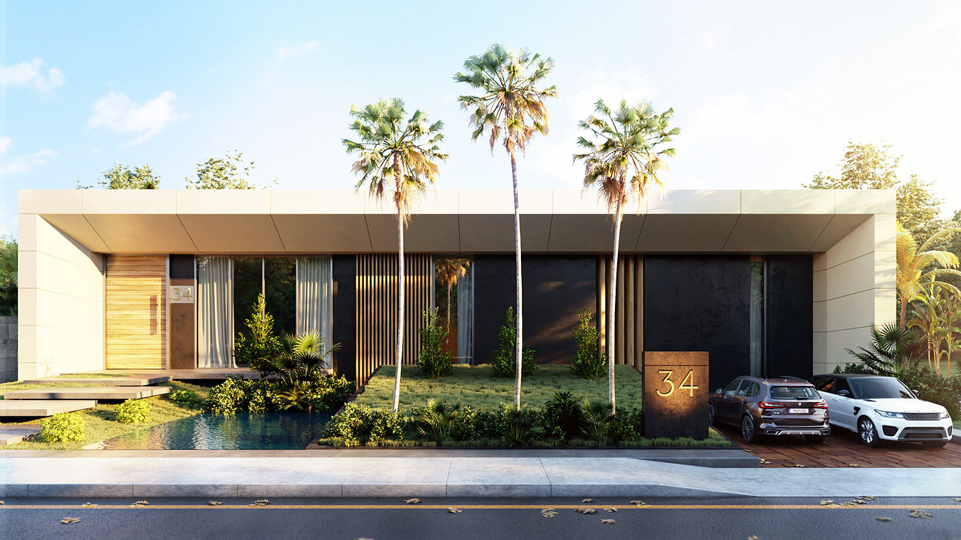 Greenway villa design exterior architecture Render corona archviz visualization 3D interior design 
