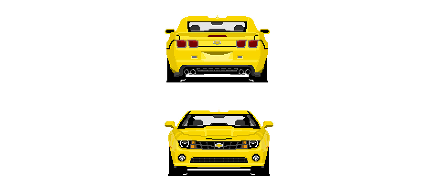 camaro Pixel art yellow muscle car chevrolet ILLUSTRATION 