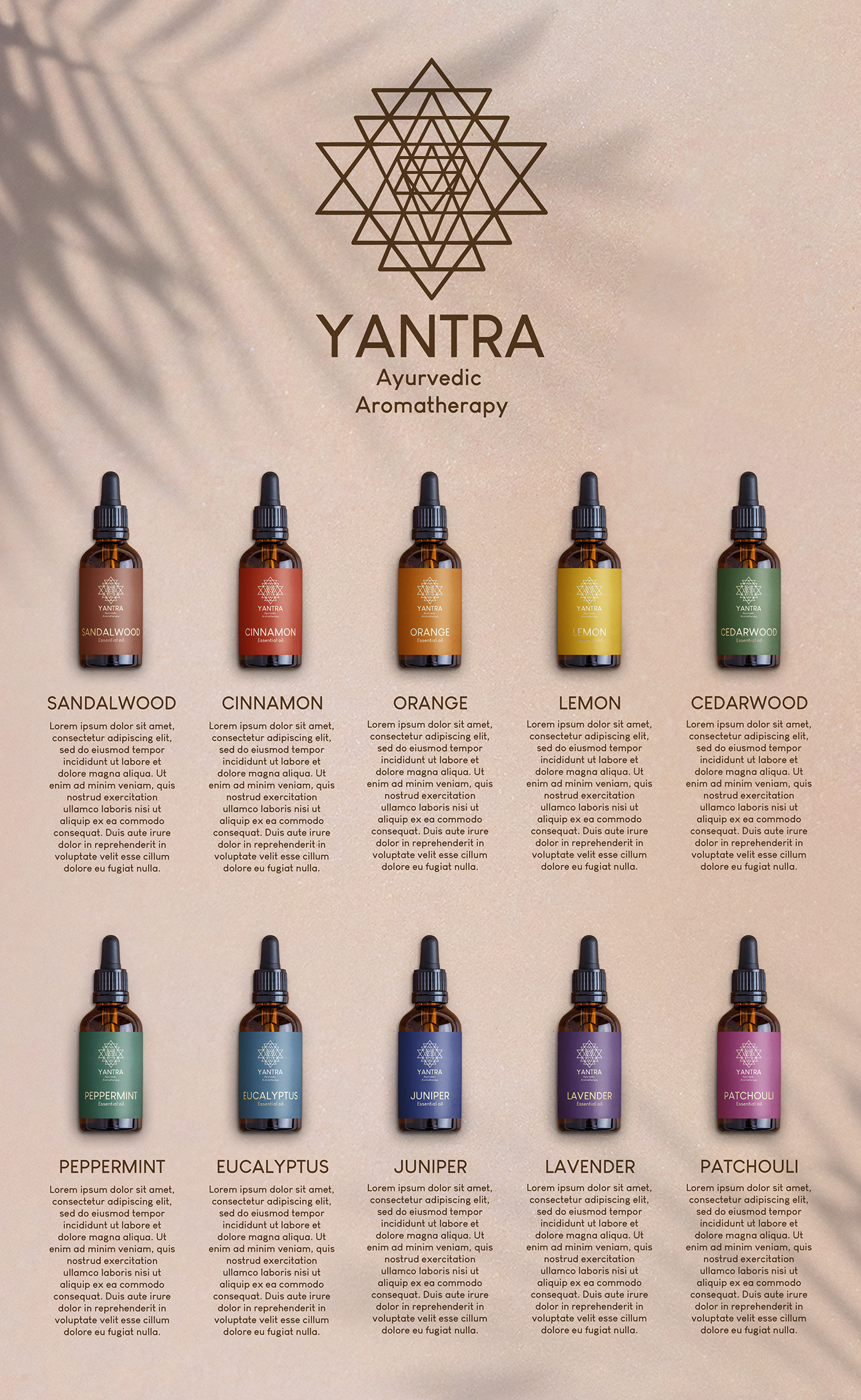 ayurveda Ayurvedic bottle design brand identity essential oils label design logo Logo Design visual identity yantra