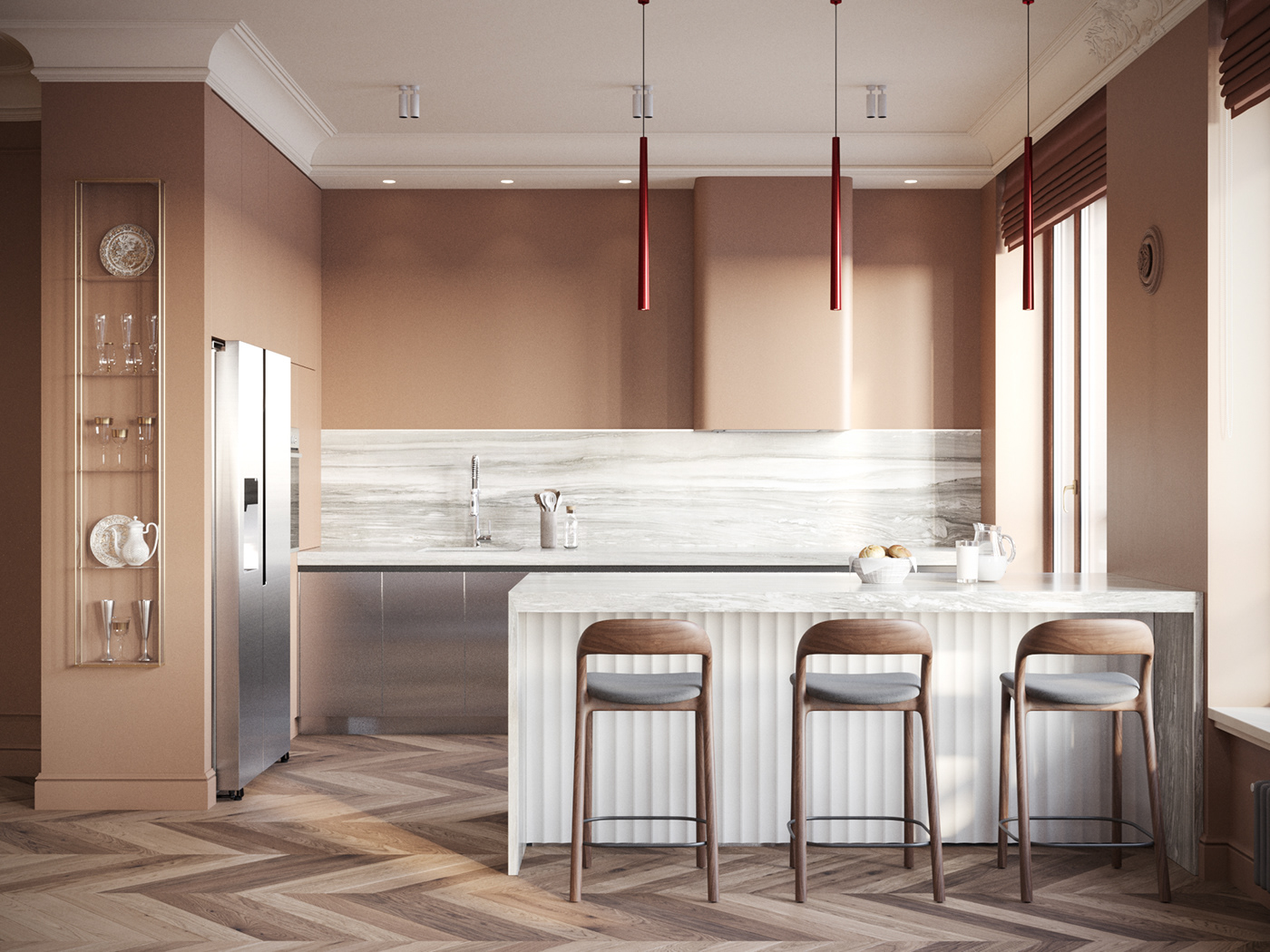 architecture bathroom bedroom corona render  flat interior design  kitchen living room neoclassic visualization