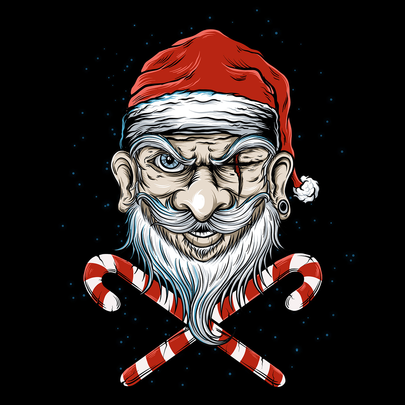 Santa Claus skull Christmas Holiday December graphic design  Clothing Line