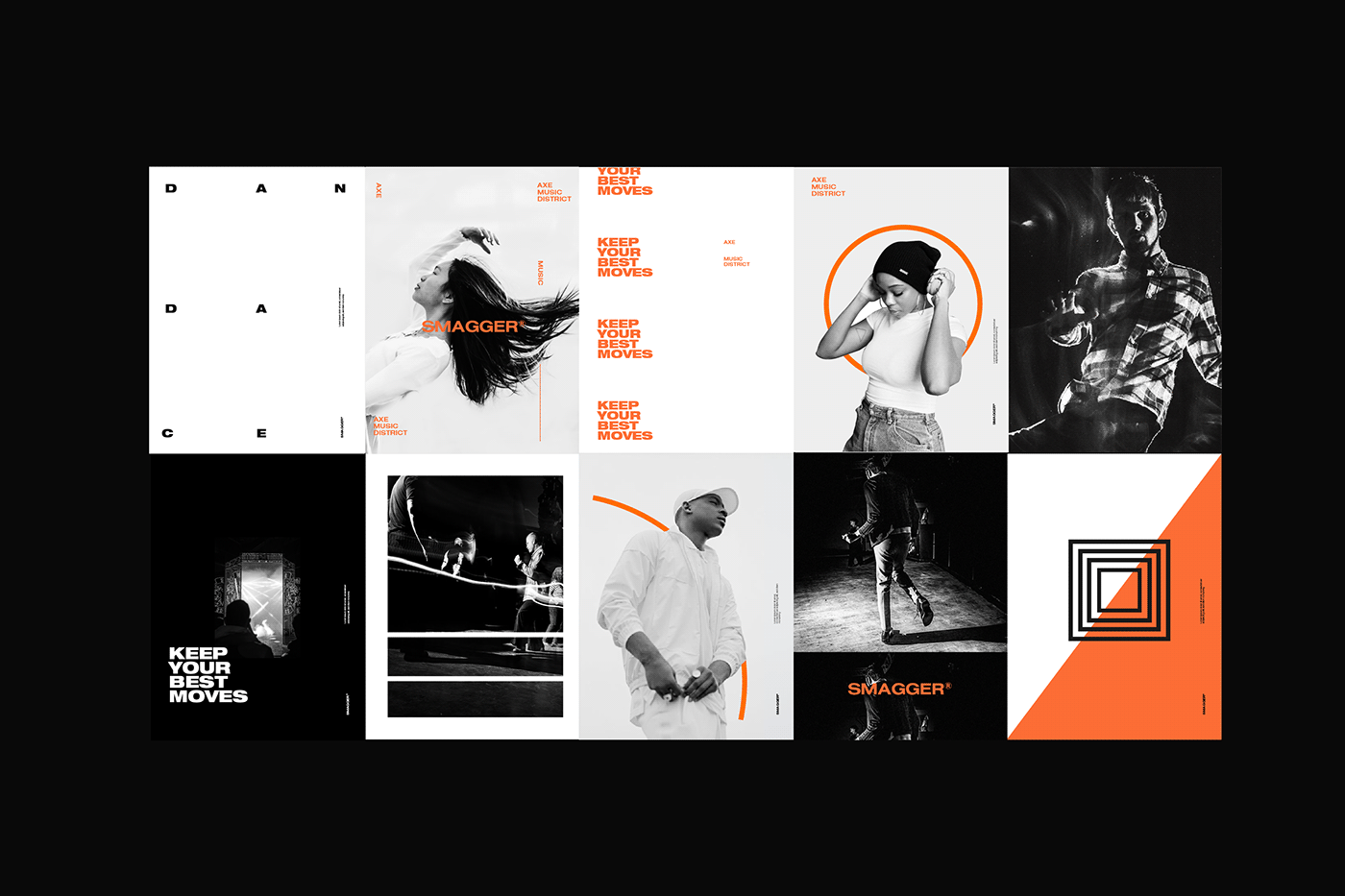 art direction  graphic design  Poster Design wall design branding  typography   minimal black and white orange music