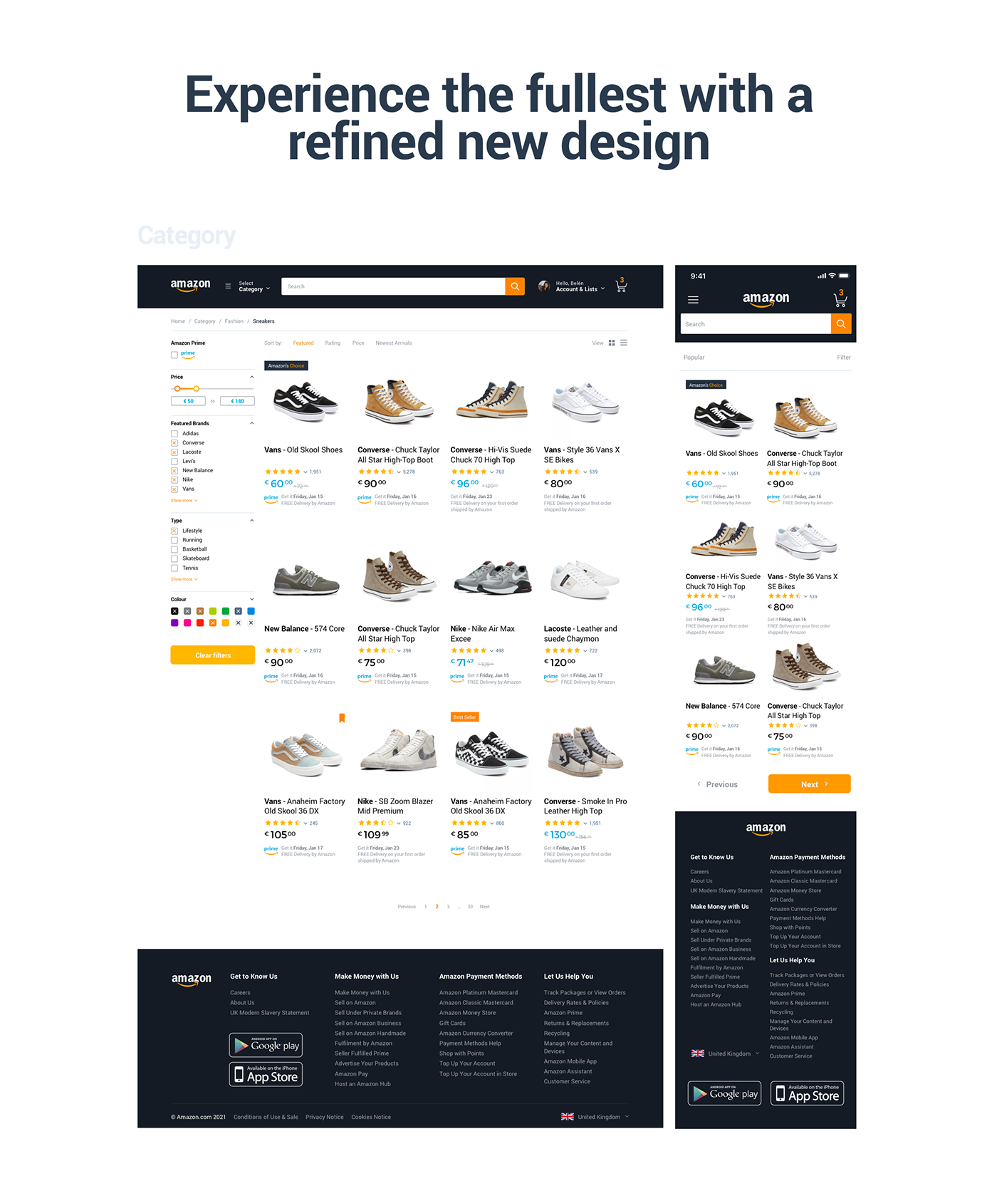 Amazon Ecommerce Interface Marketplace redesign shop ui design user interface Web Design  Website