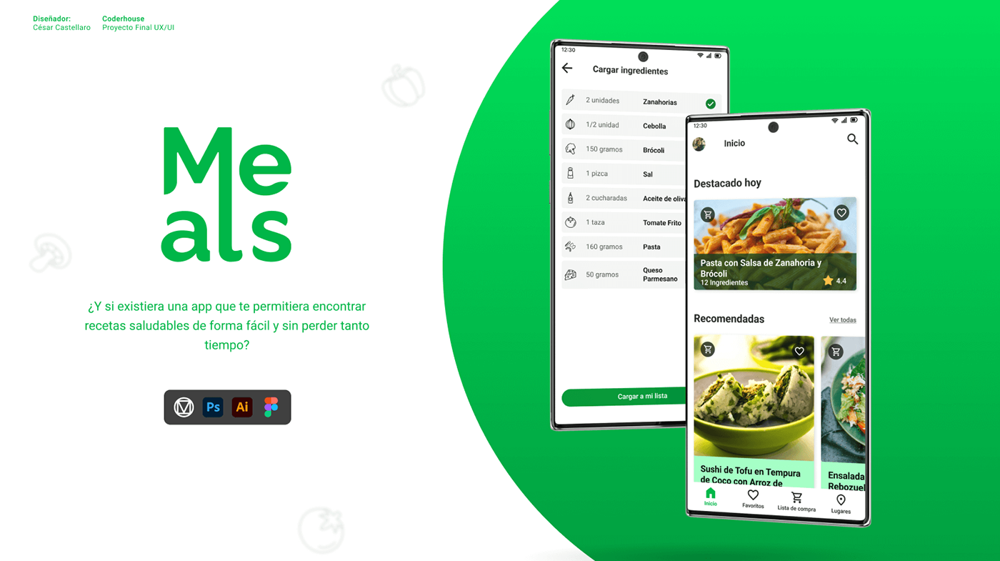 app design coderhouse design Figma Mobile app UI ux vegan Vegetarian visual identity