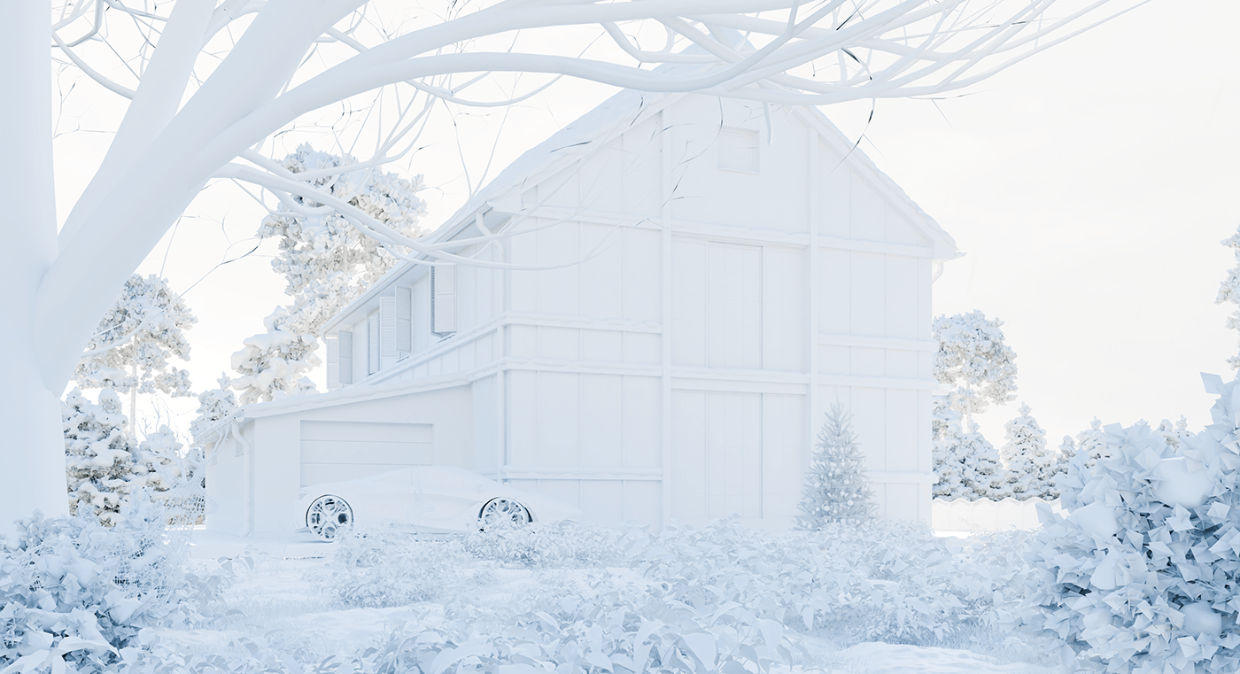 snow Photography  3D Render visualization architecture exterior archviz CGI art
