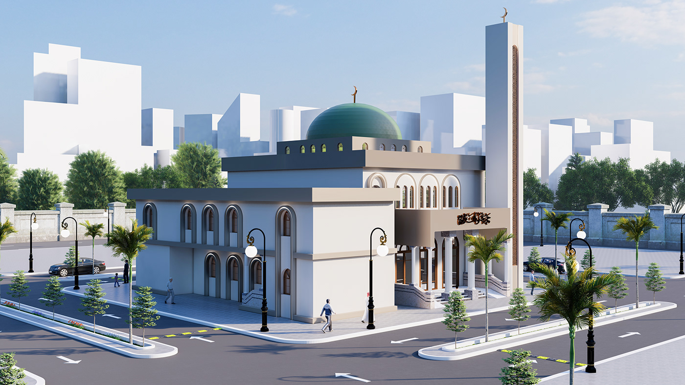 islamic mosque modern Render 3D
