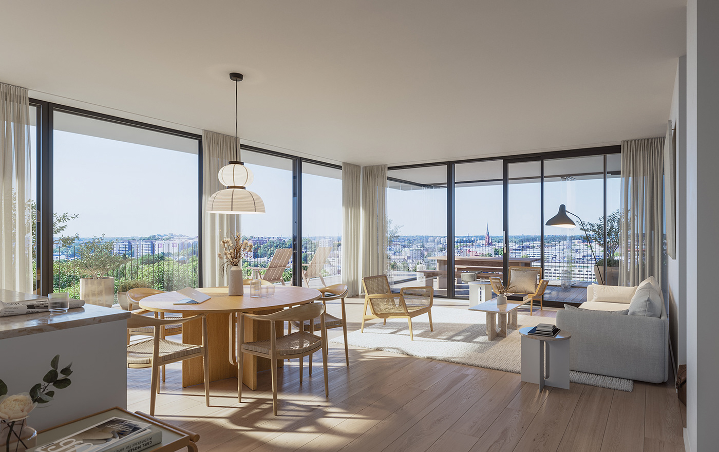 3D 3ds max architecture archviz design living room modern Render Scandinavian visualization