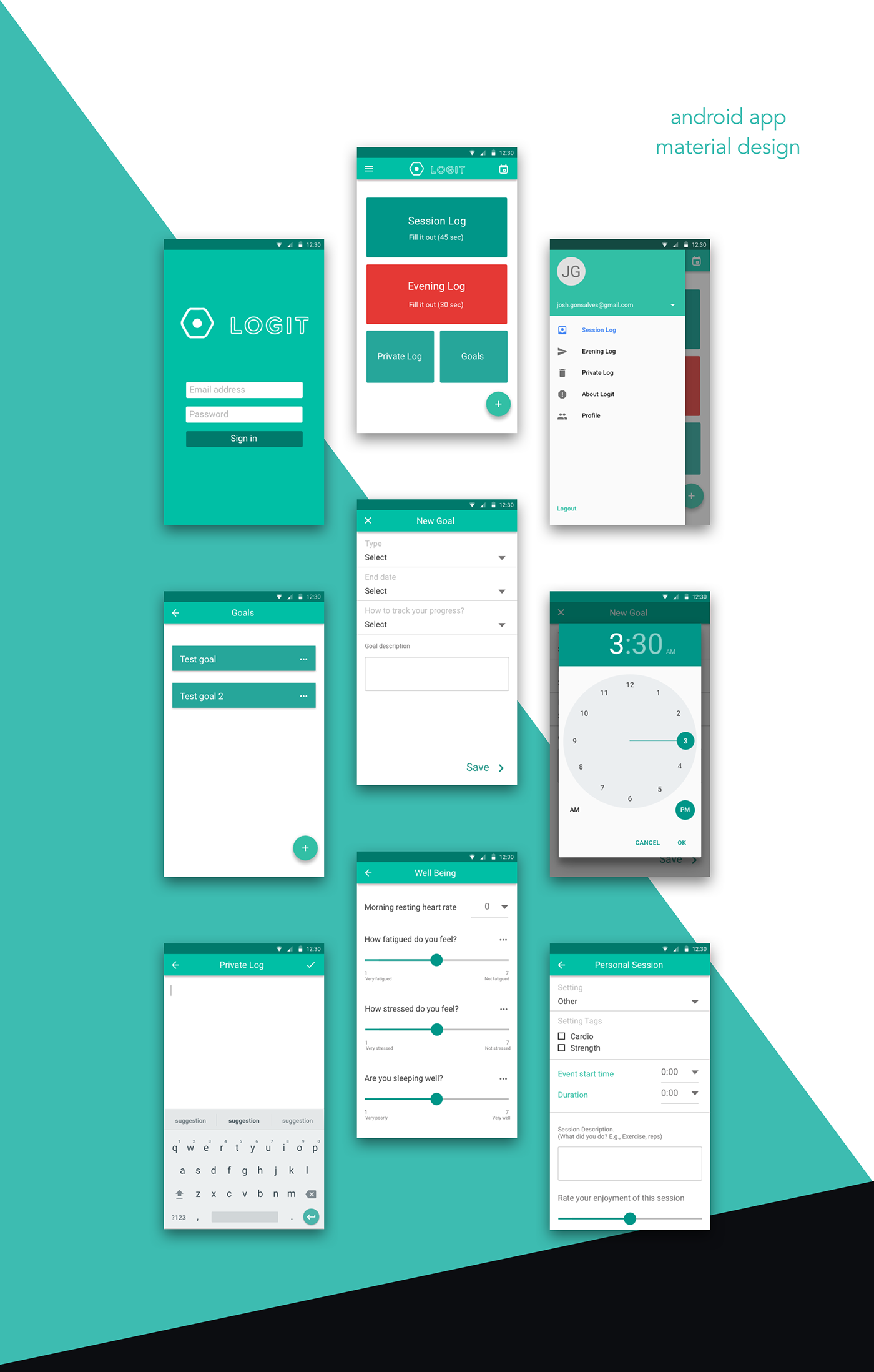 Adobe Portfolio UI ux sport fitness app web app android material design JG Design
