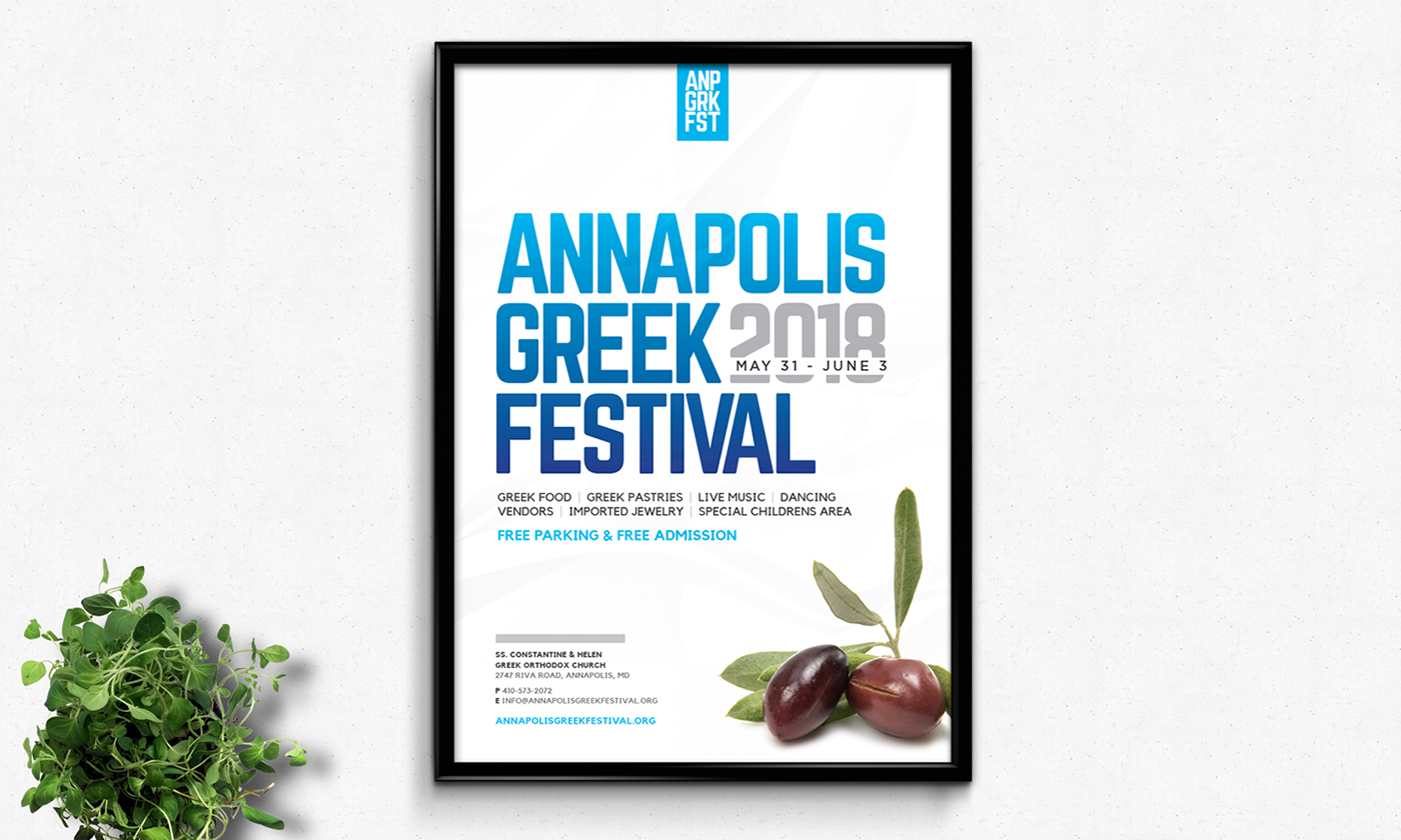 branding  design logo greek Food  festival restaurant blue fresh clear