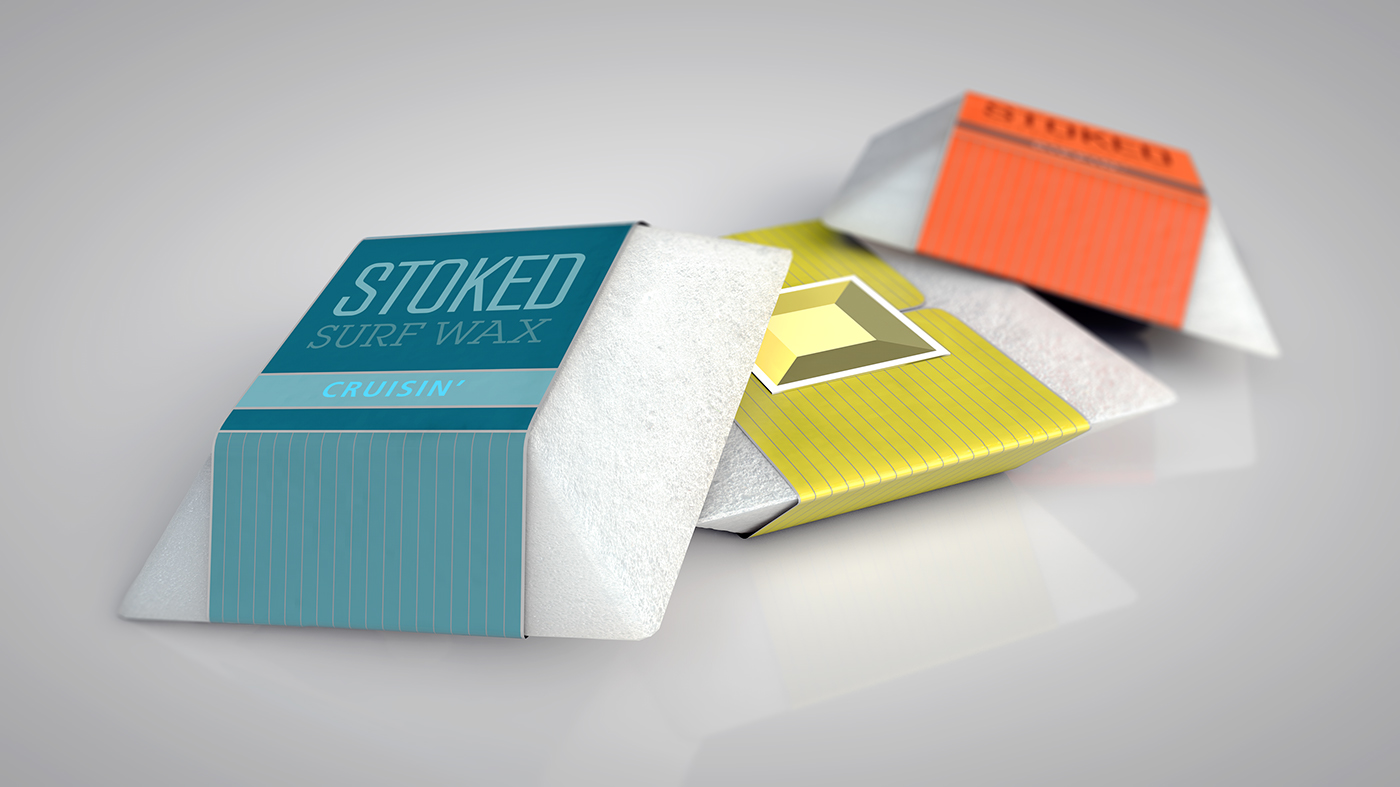 Surf wax Stoked motion graphics logo 3D modeling cinema 4d c4d Christopher Vinca