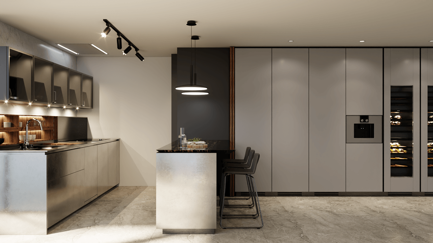 interior design  vray Boffi kitchen 3D
