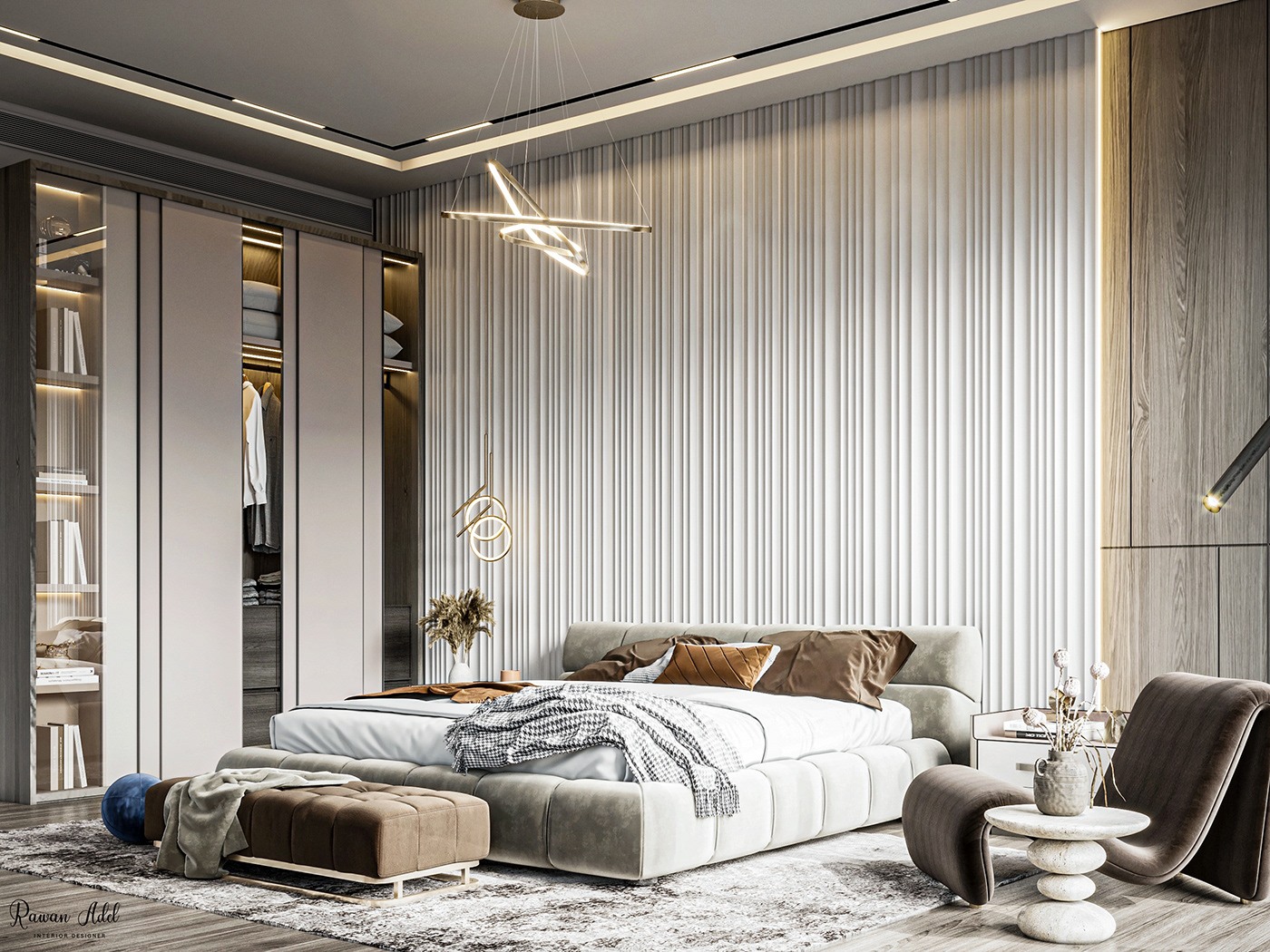 3D 3ds max architecture bedroom corona interior design  luxury modern Render visualization