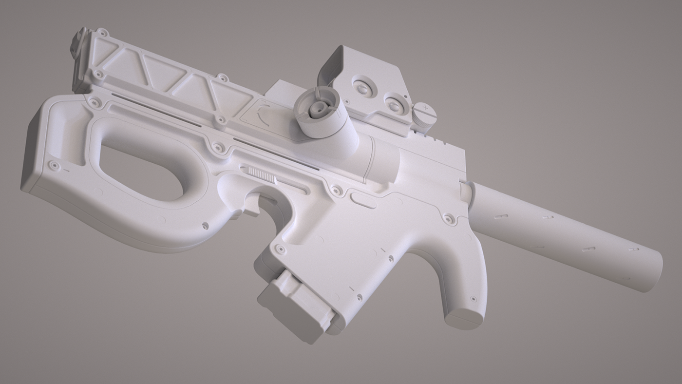 Weapon concept design Scifi HardSurface 3D prop Render octane Fusion360